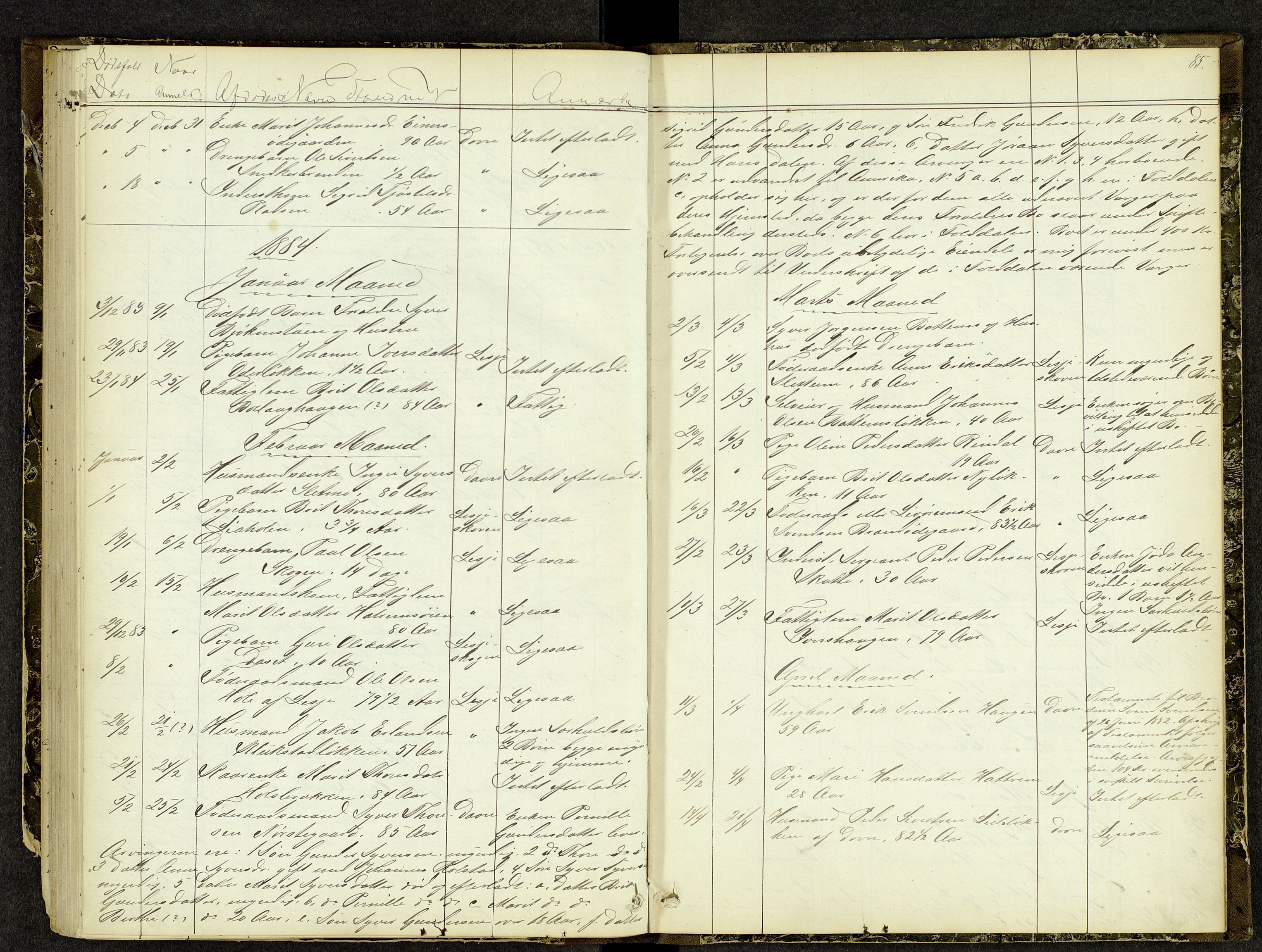 Nord-Gudbrandsdal tingrett, AV/SAH-TING-002/J/Jk/Jka/L0001: Dødsfallsprotokoll, 1863-1884, p. 84b-85a