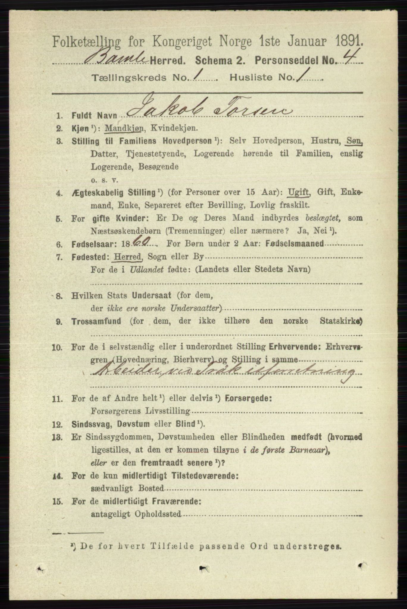 RA, 1891 census for 0814 Bamble, 1891, p. 144