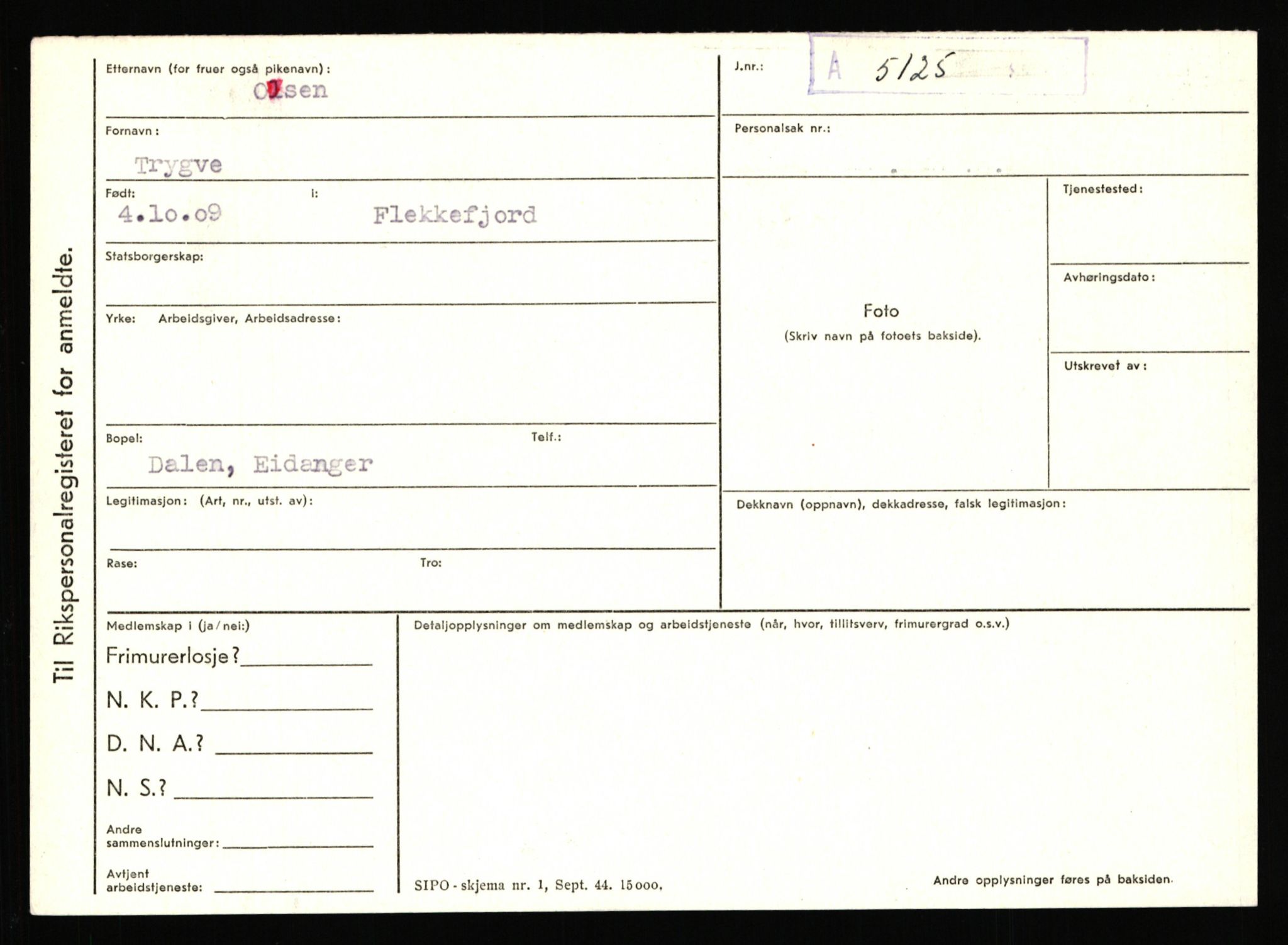 Statspolitiet - Hovedkontoret / Osloavdelingen, AV/RA-S-1329/C/Ca/L0012: Oanæs - Quistgaard	, 1943-1945, p. 2336