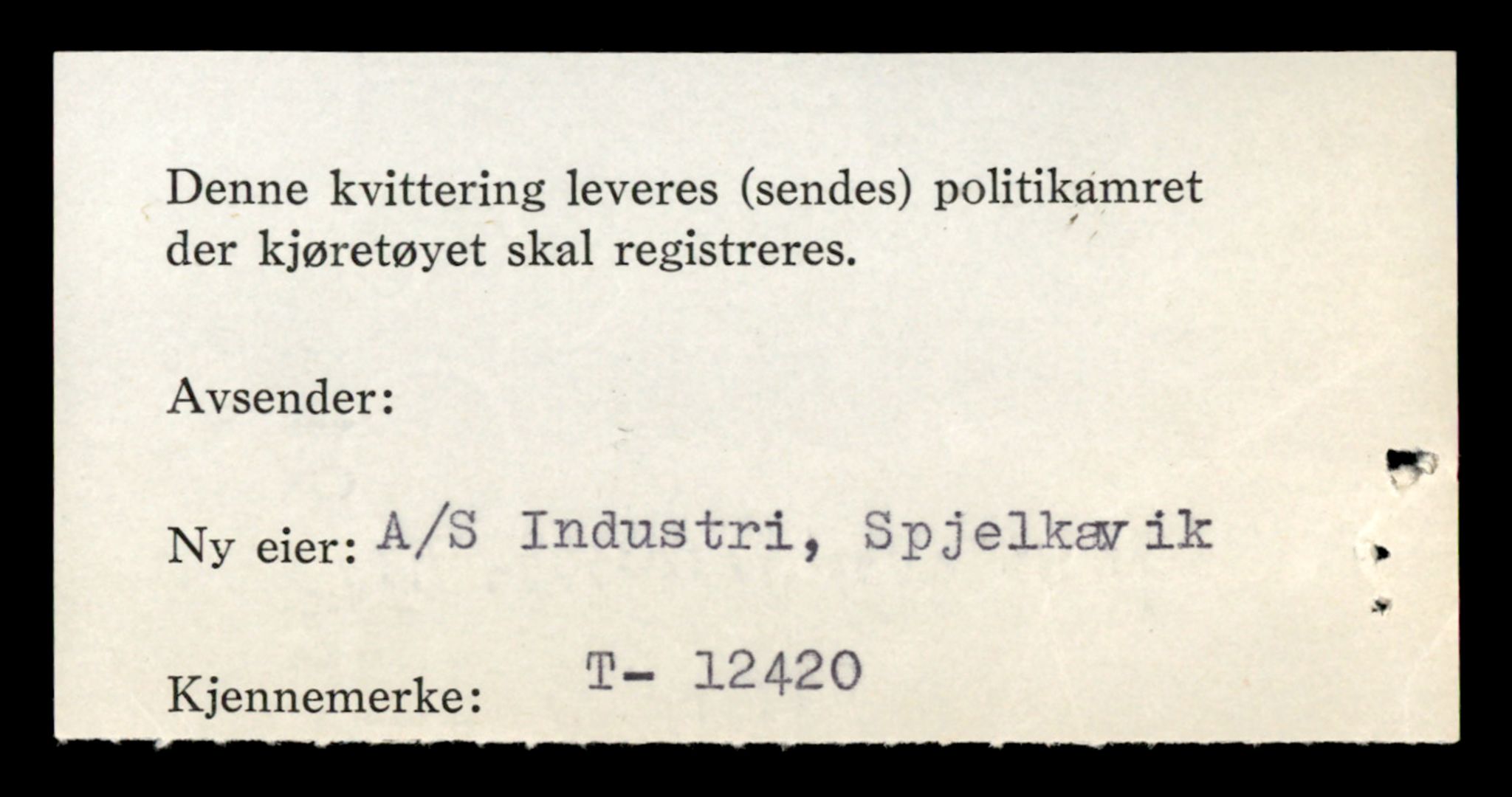 Møre og Romsdal vegkontor - Ålesund trafikkstasjon, SAT/A-4099/F/Fe/L0033: Registreringskort for kjøretøy T 12151 - T 12474, 1927-1998, p. 3070