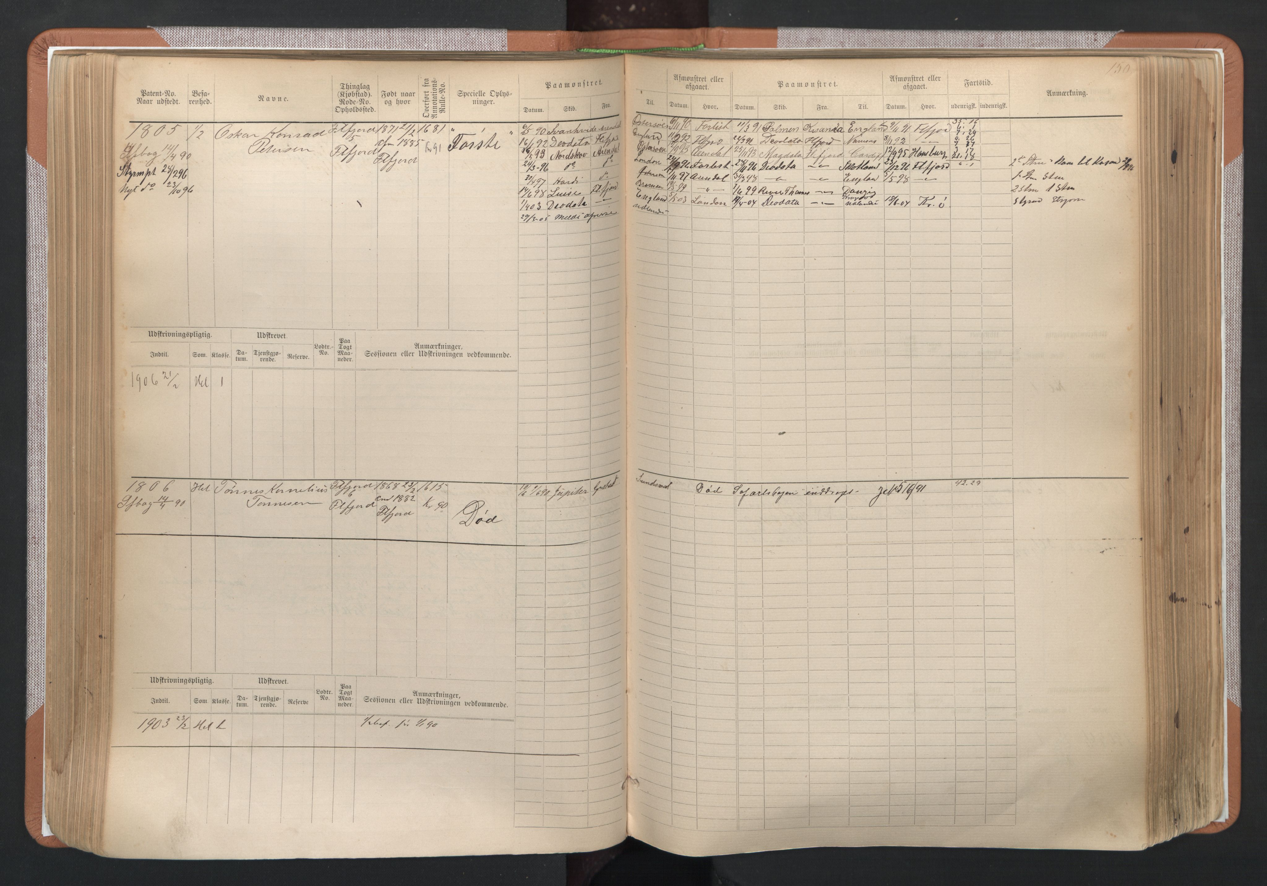 Flekkefjord mønstringskrets, SAK/2031-0018/F/Fb/L0003: Hovedrulle nr 1515-2326, N-6, 1885-1934, p. 152