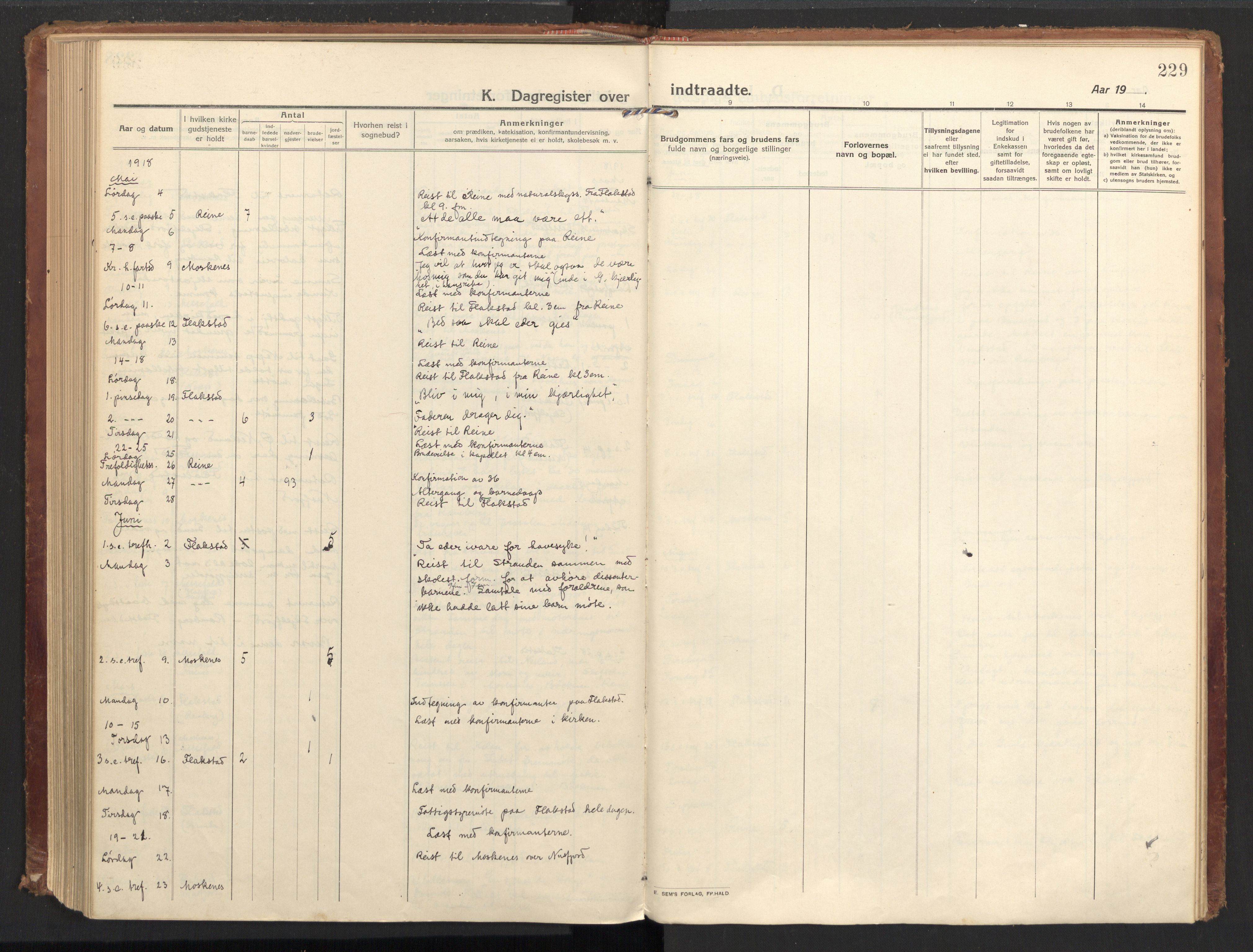 Ministerialprotokoller, klokkerbøker og fødselsregistre - Nordland, AV/SAT-A-1459/885/L1210: Parish register (official) no. 885A10, 1916-1926, p. 229