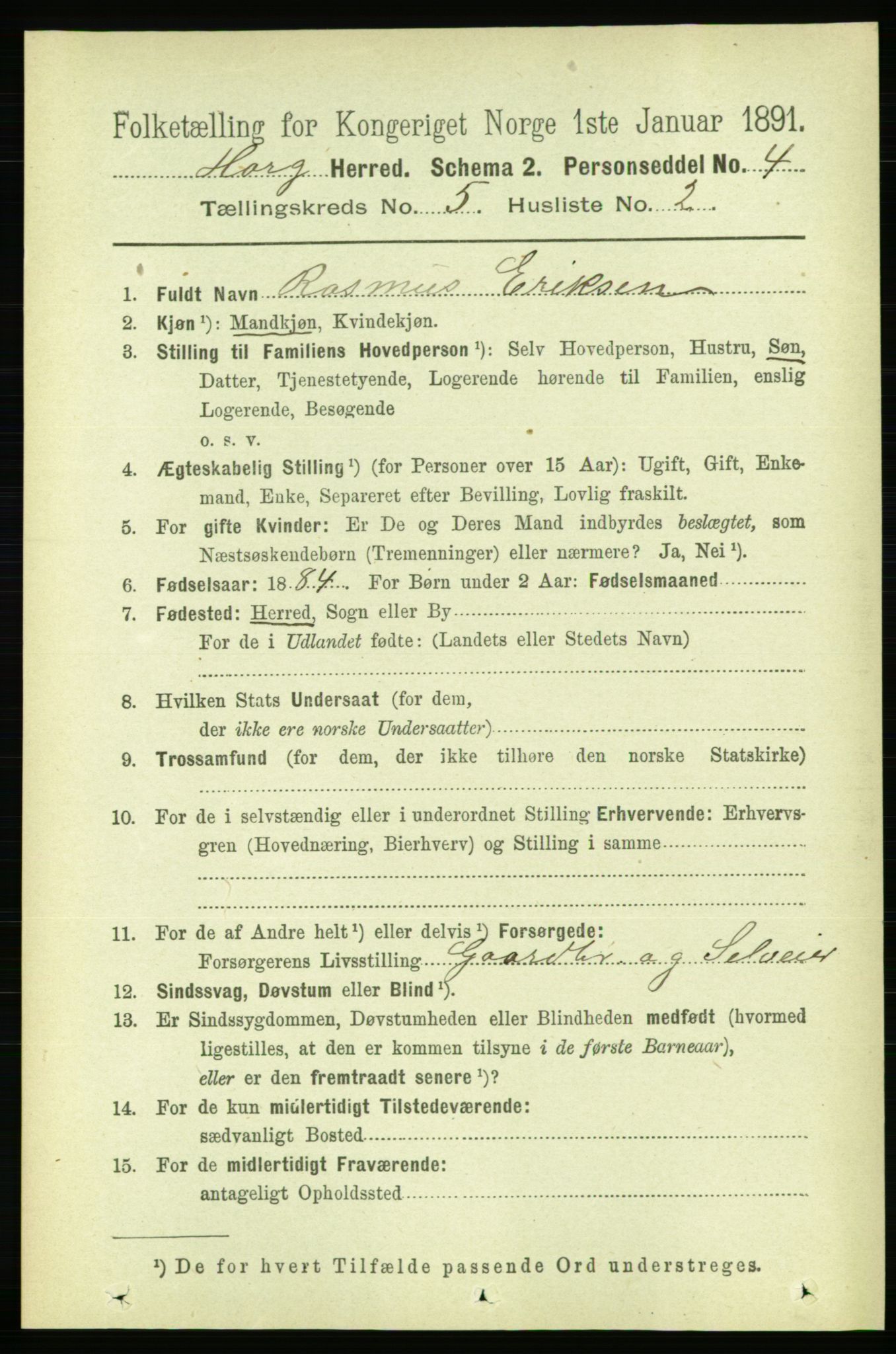 RA, 1891 census for 1650 Horg, 1891, p. 1935