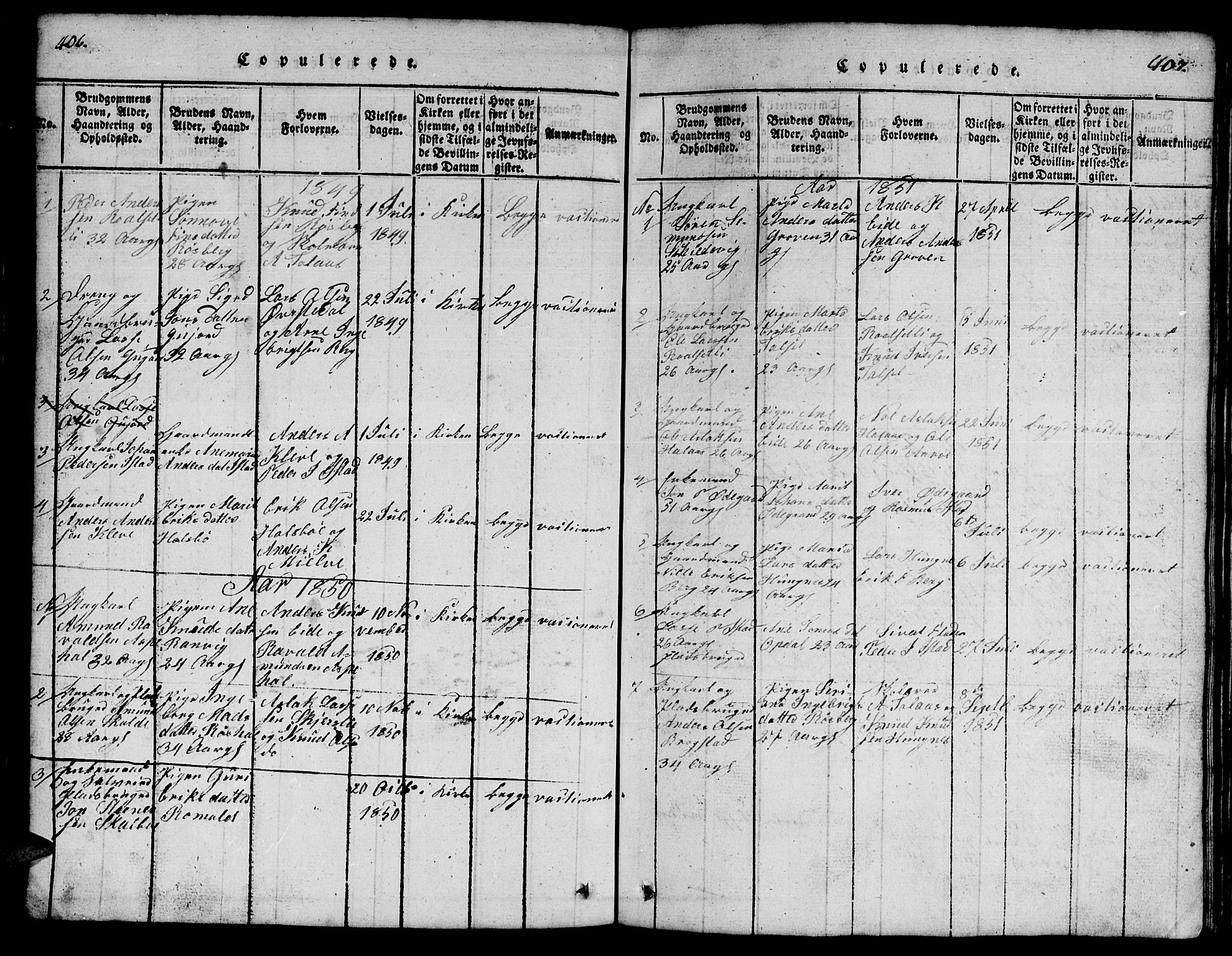 Ministerialprotokoller, klokkerbøker og fødselsregistre - Møre og Romsdal, SAT/A-1454/557/L0683: Parish register (copy) no. 557C01, 1818-1862, p. 406-407