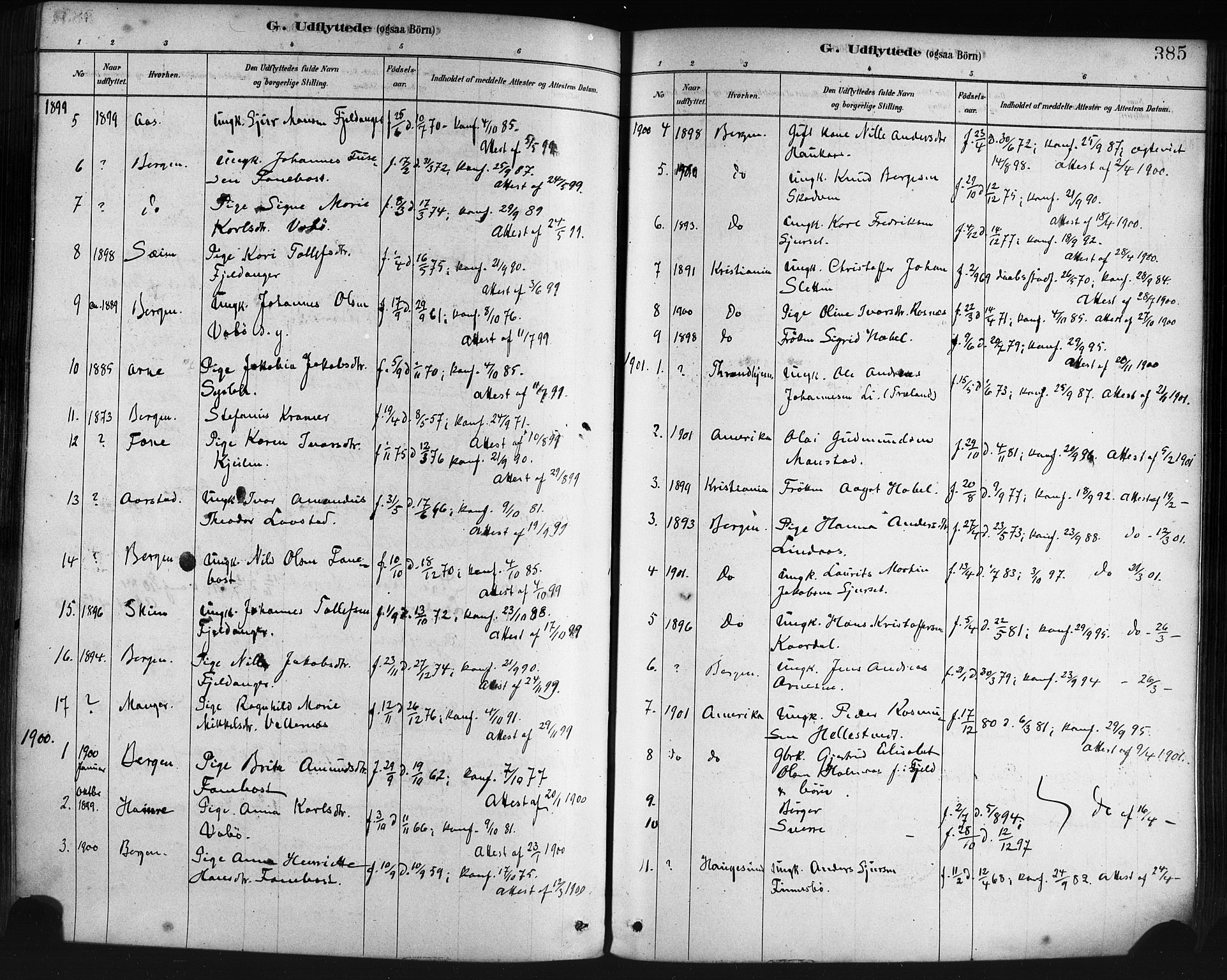 Lindås Sokneprestembete, AV/SAB-A-76701/H/Haa/Haaa/L0019: Parish register (official) no. A 19, 1878-1912, p. 385