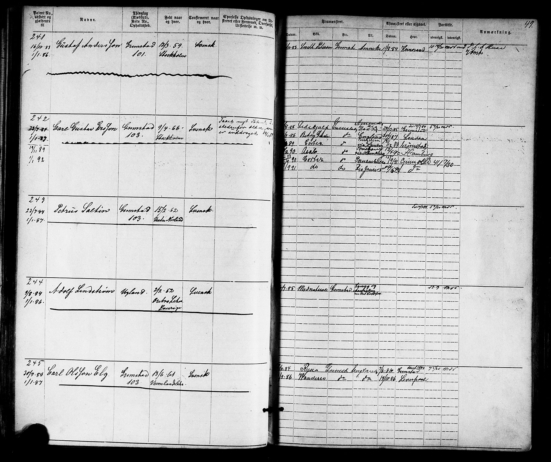 Grimstad mønstringskrets, SAK/2031-0013/F/Fa/L0005: Annotasjonsrulle nr 1-1910 med register, V-18, 1870-1892, p. 72
