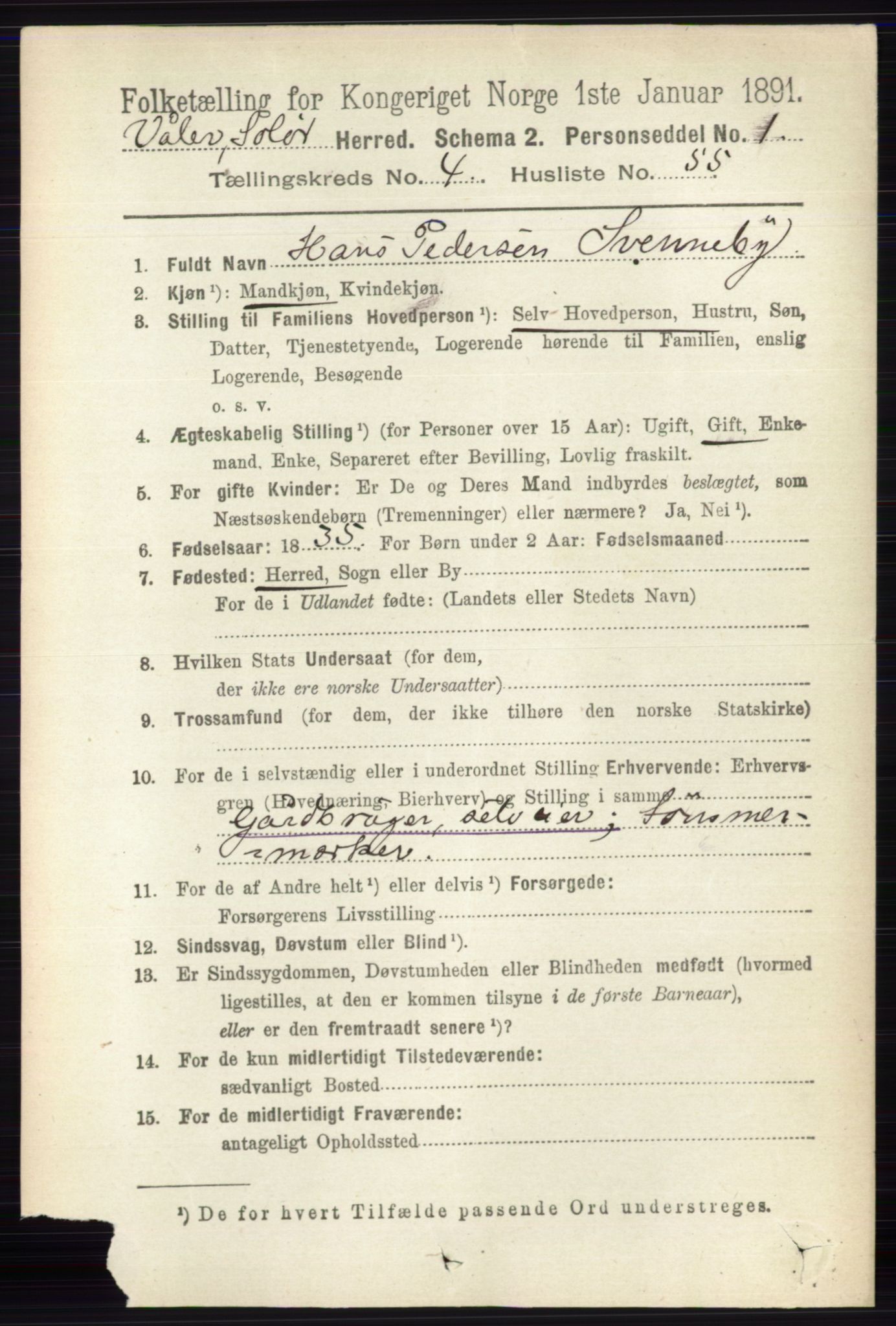 RA, 1891 census for 0426 Våler, 1891, p. 1800