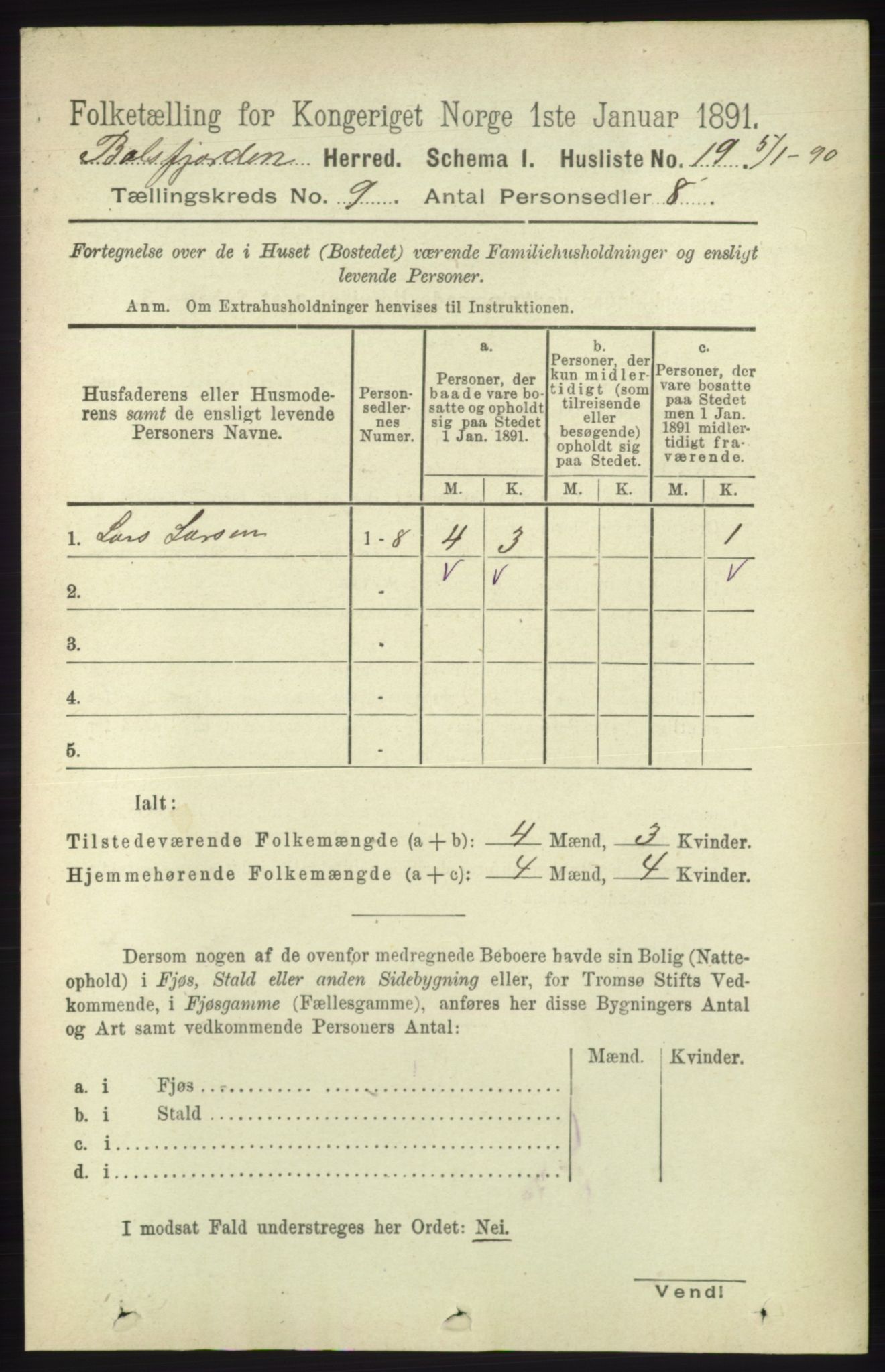 RA, 1891 census for 1933 Balsfjord, 1891, p. 3096