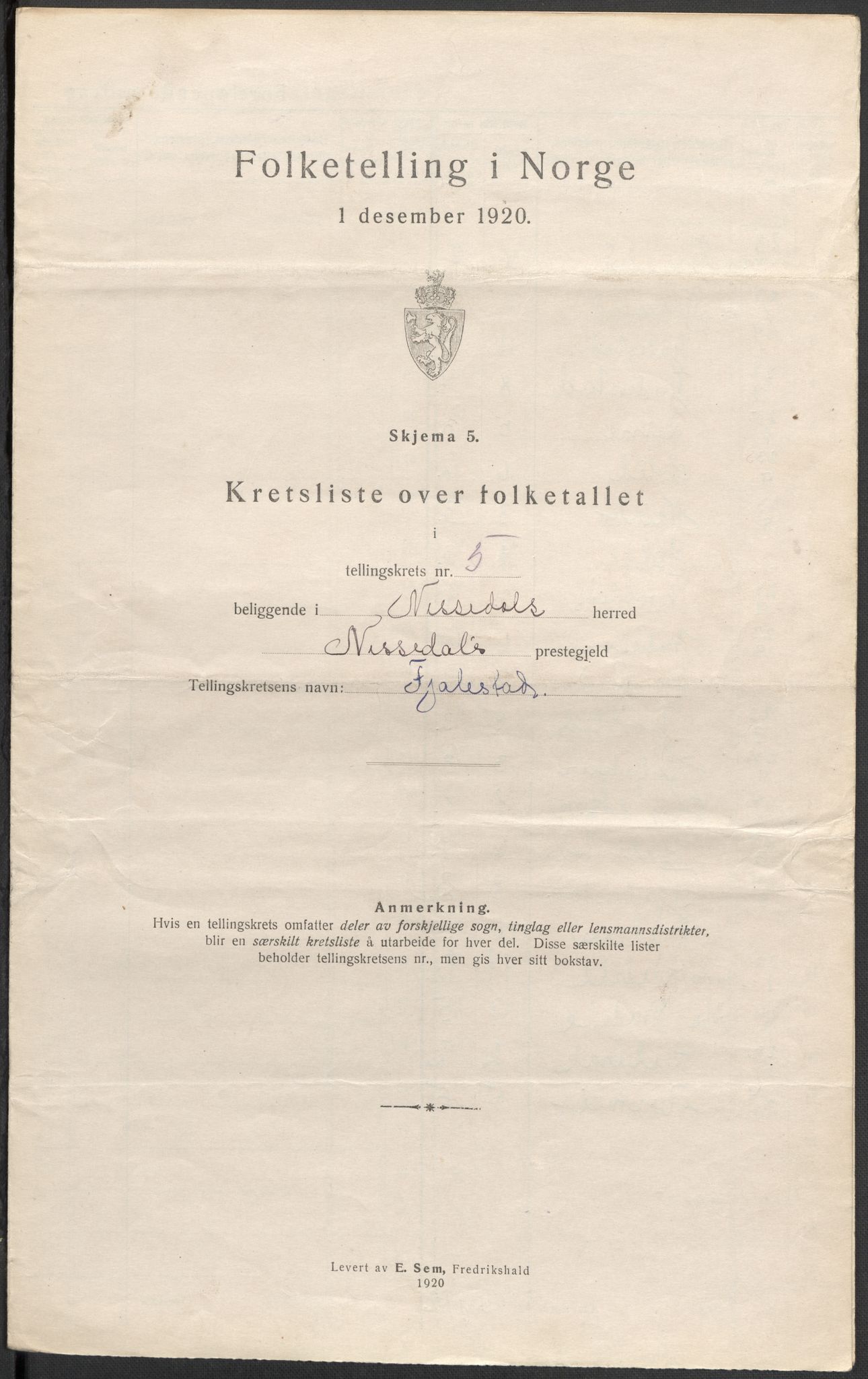 SAKO, 1920 census for Nissedal, 1920, p. 17