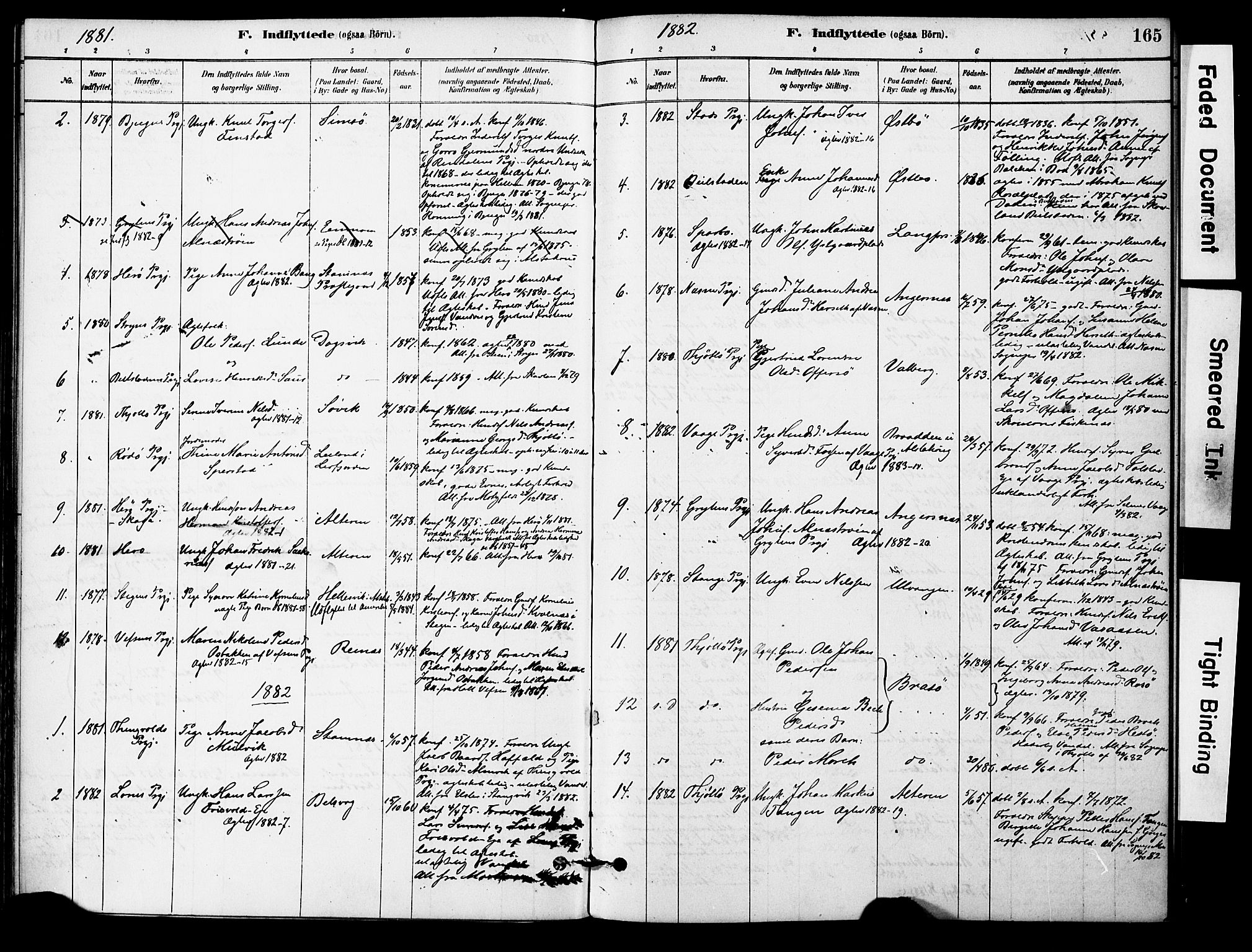 Ministerialprotokoller, klokkerbøker og fødselsregistre - Nordland, AV/SAT-A-1459/830/L0450: Parish register (official) no. 830A14, 1879-1896, p. 165