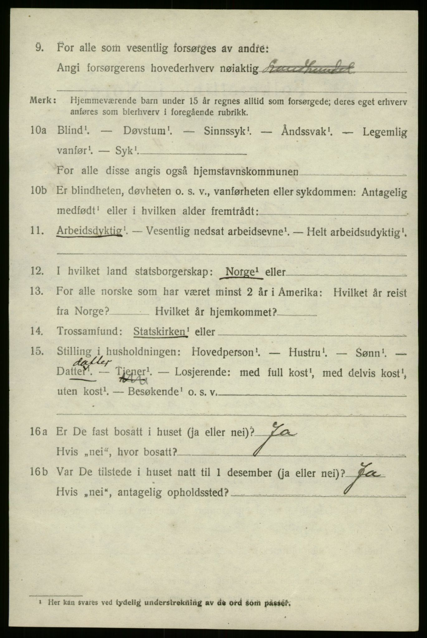 SAB, 1920 census for Gloppen, 1920, p. 6895