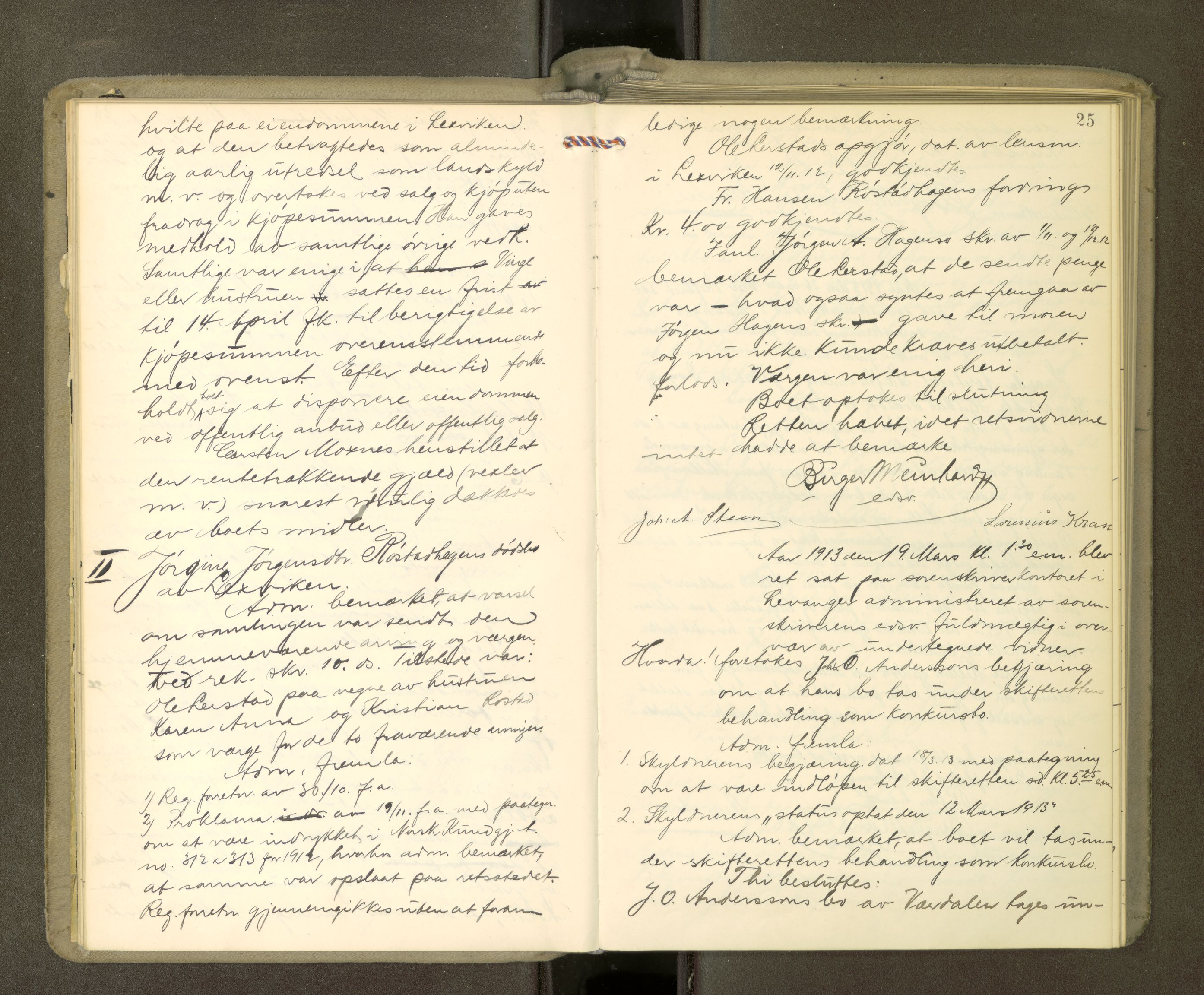 Stjør- og Verdal sorenskriveri, AV/SAT-A-4167/1/3/3B/L0012: Skifteforhandlingsprotokoll, 1912-1919, p. 25
