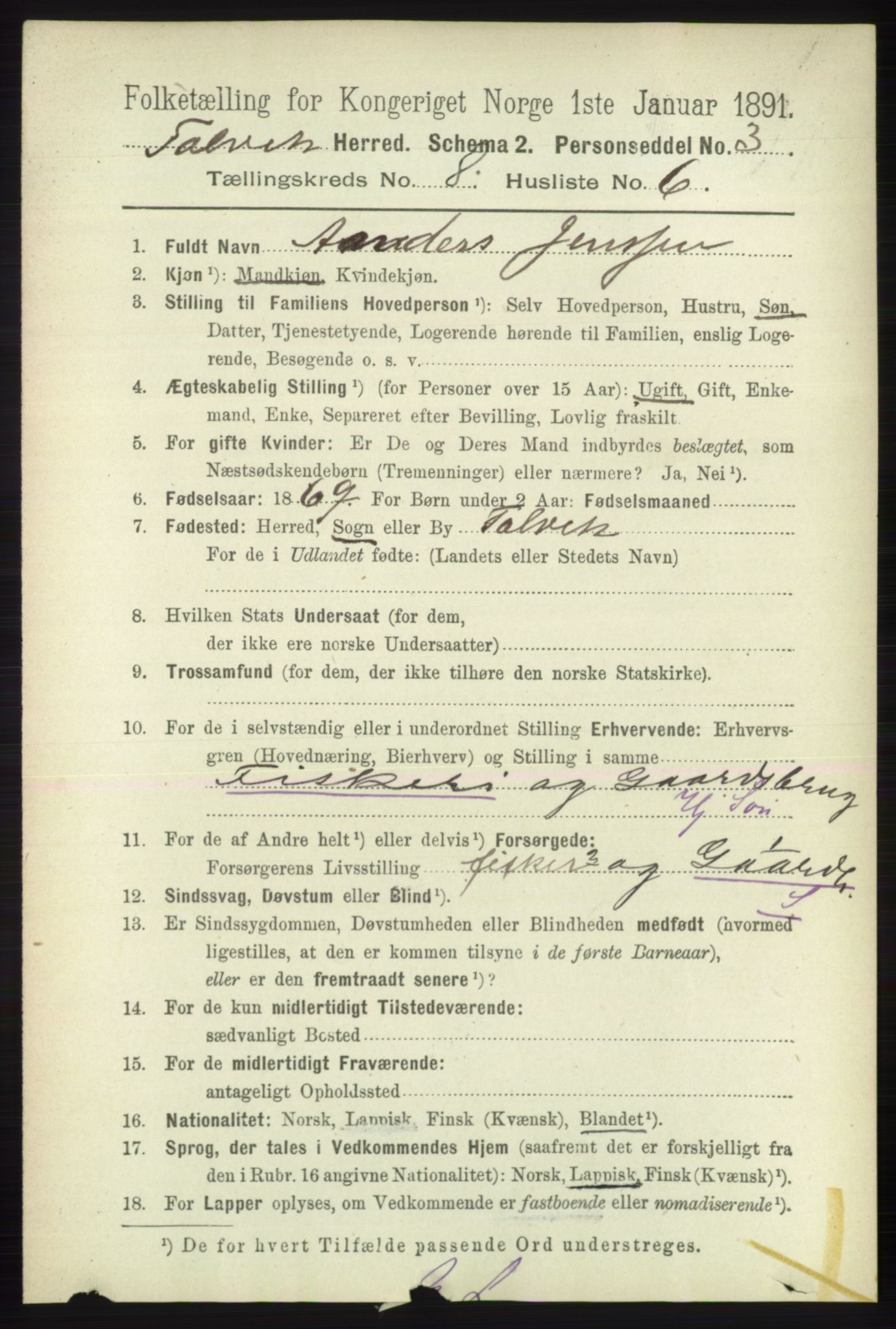 RA, 1891 census for 2013 Talvik, 1891, p. 2082