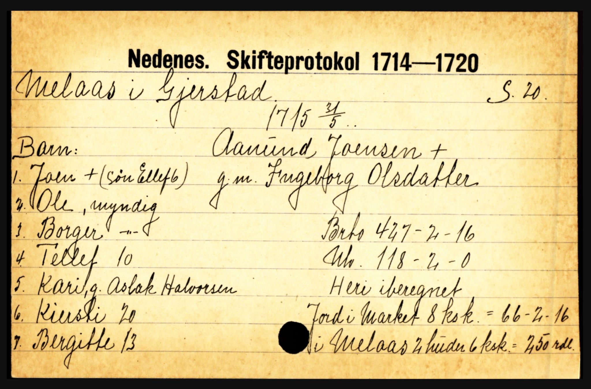 Nedenes sorenskriveri før 1824, AV/SAK-1221-0007/H, p. 19445