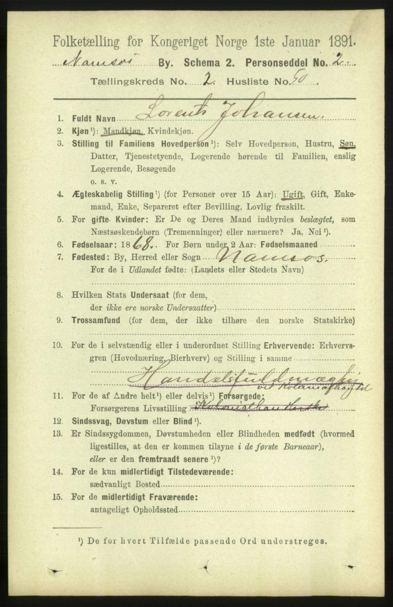 RA, 1891 census for 1703 Namsos, 1891, p. 1073