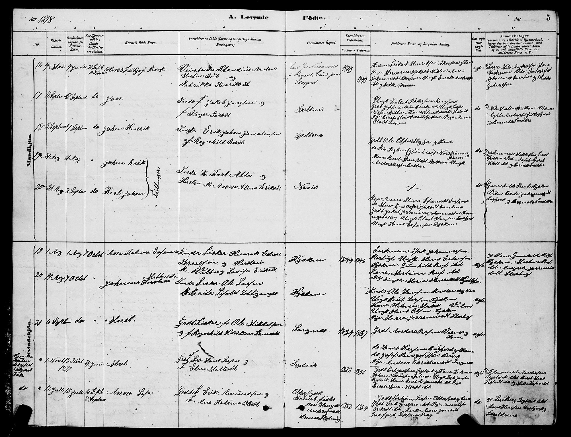 Skjervøy sokneprestkontor, SATØ/S-1300/H/Ha/Hab/L0015klokker: Parish register (copy) no. 15, 1878-1890, p. 5