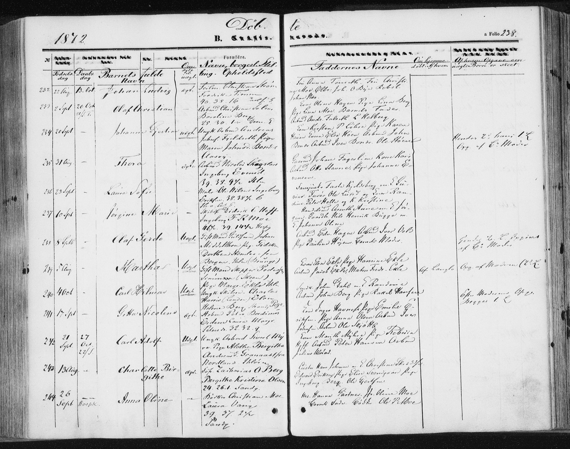Ministerialprotokoller, klokkerbøker og fødselsregistre - Sør-Trøndelag, SAT/A-1456/602/L0115: Parish register (official) no. 602A13, 1860-1872, p. 238