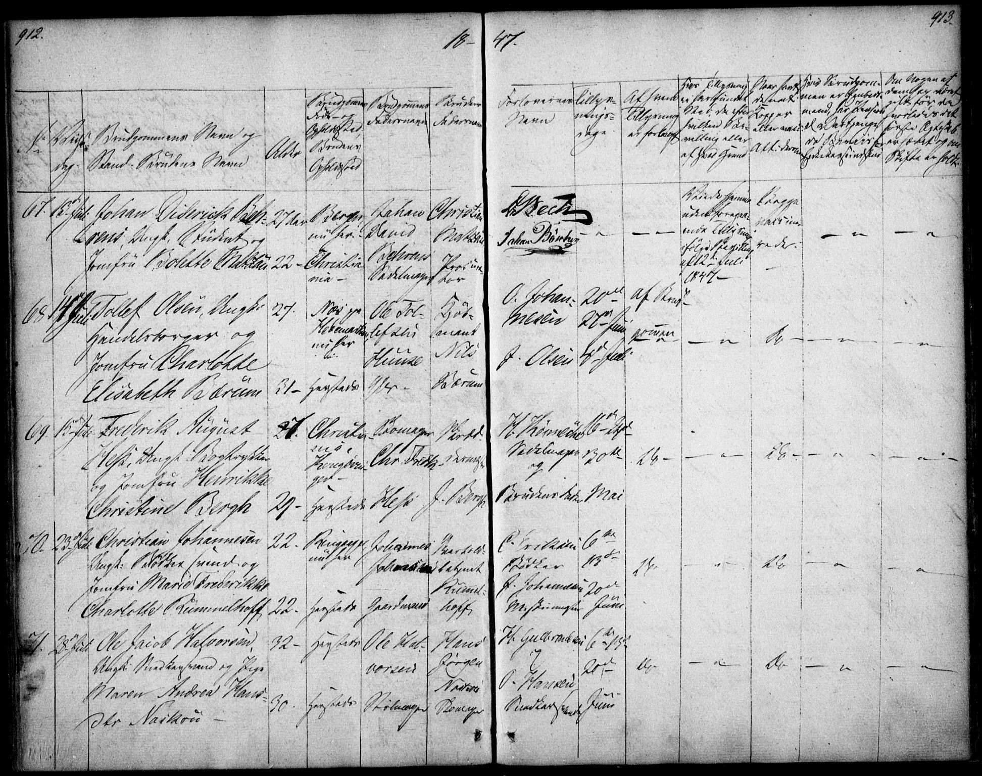 Oslo domkirke Kirkebøker, SAO/A-10752/F/Fa/L0019: Parish register (official) no. 19, 1828-1847, p. 912-913