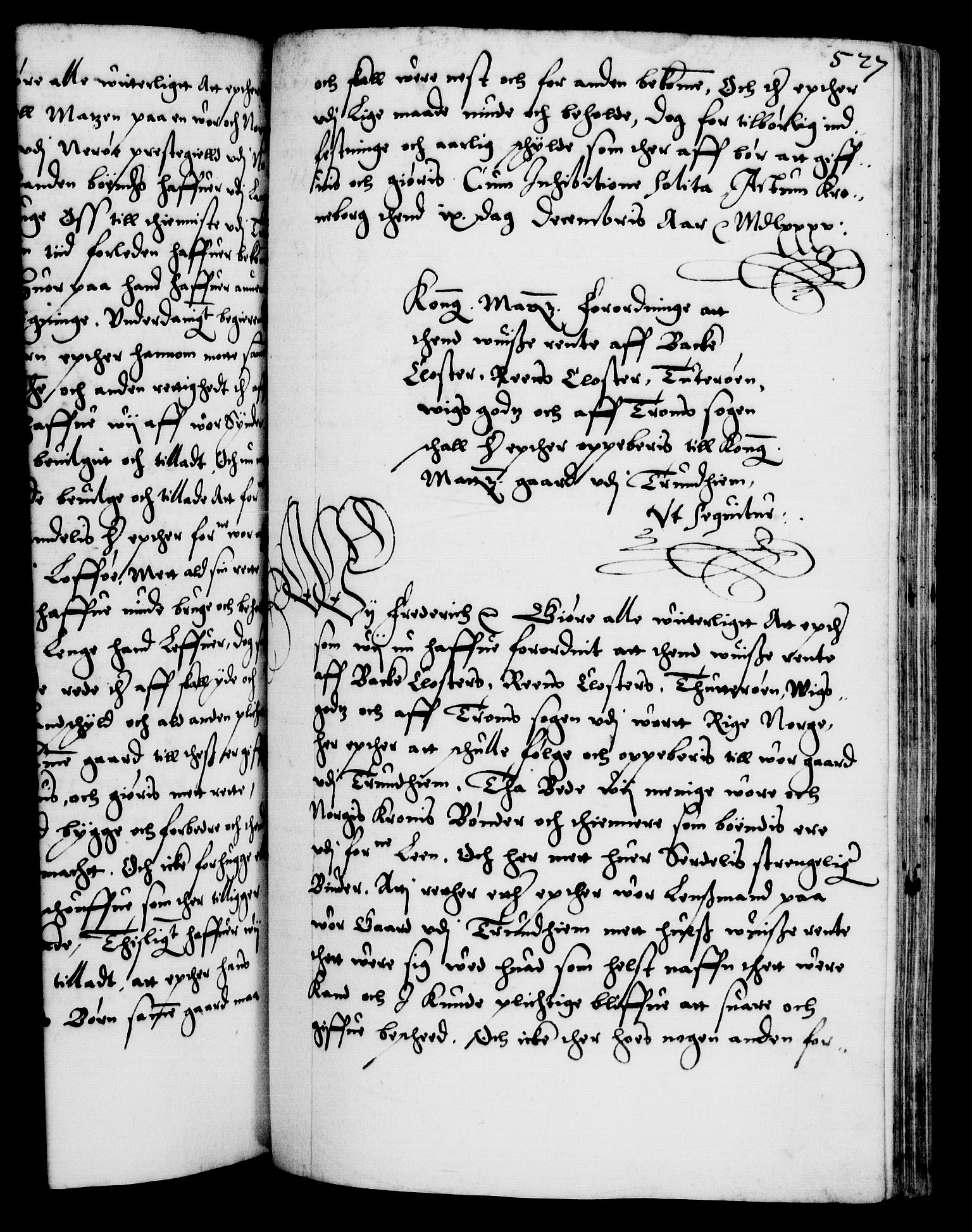 Danske Kanselli 1572-1799, RA/EA-3023/F/Fc/Fca/Fcaa/L0001: Norske registre (mikrofilm), 1572-1588, p. 527a