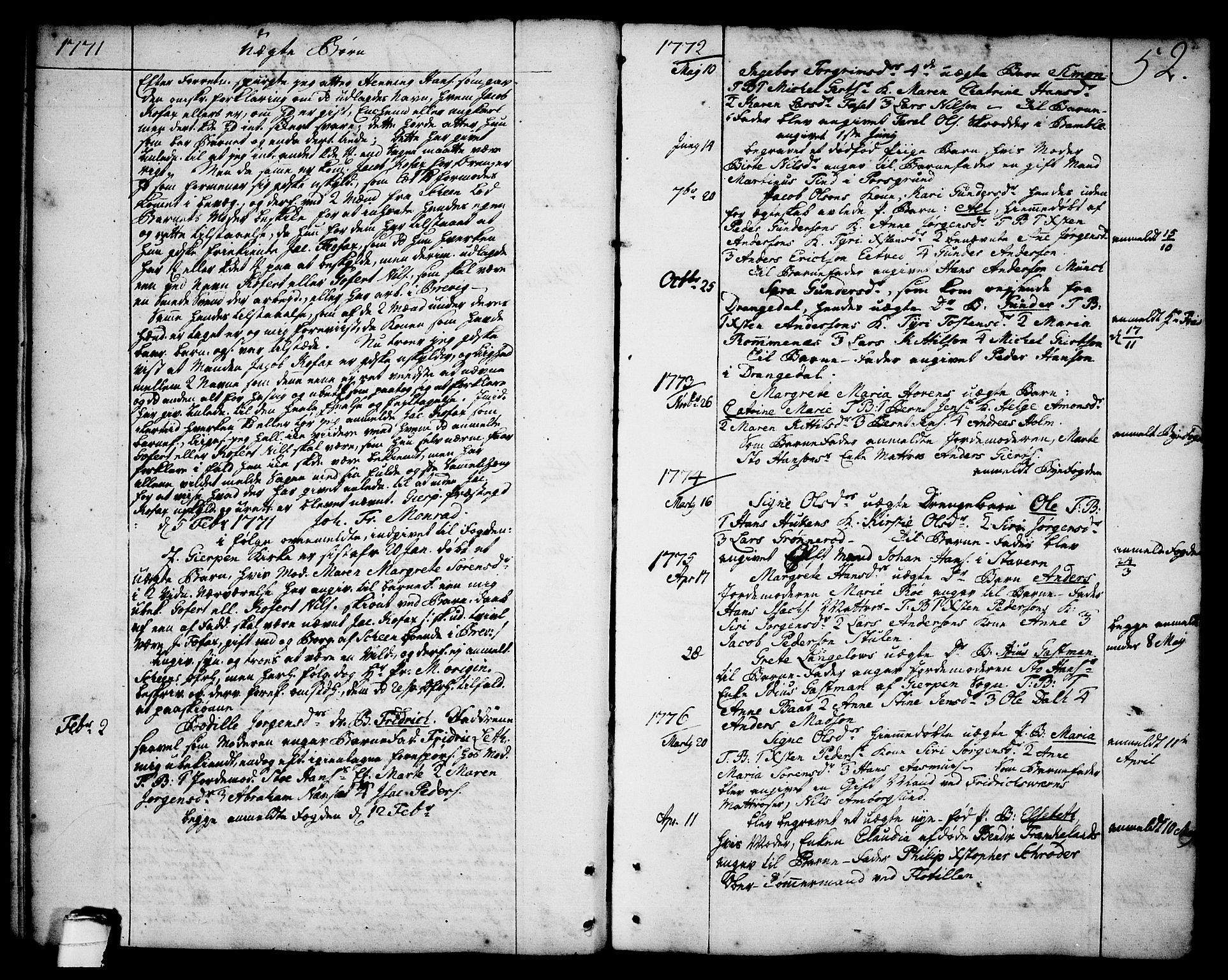 Brevik kirkebøker, SAKO/A-255/F/Fa/L0003: Parish register (official) no. 3, 1764-1814, p. 52