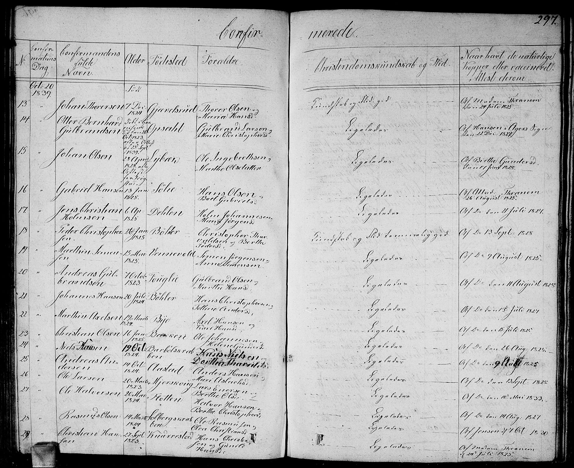 Enebakk prestekontor Kirkebøker, AV/SAO-A-10171c/G/Ga/L0003: Parish register (copy) no. I 3, 1833-1849, p. 297