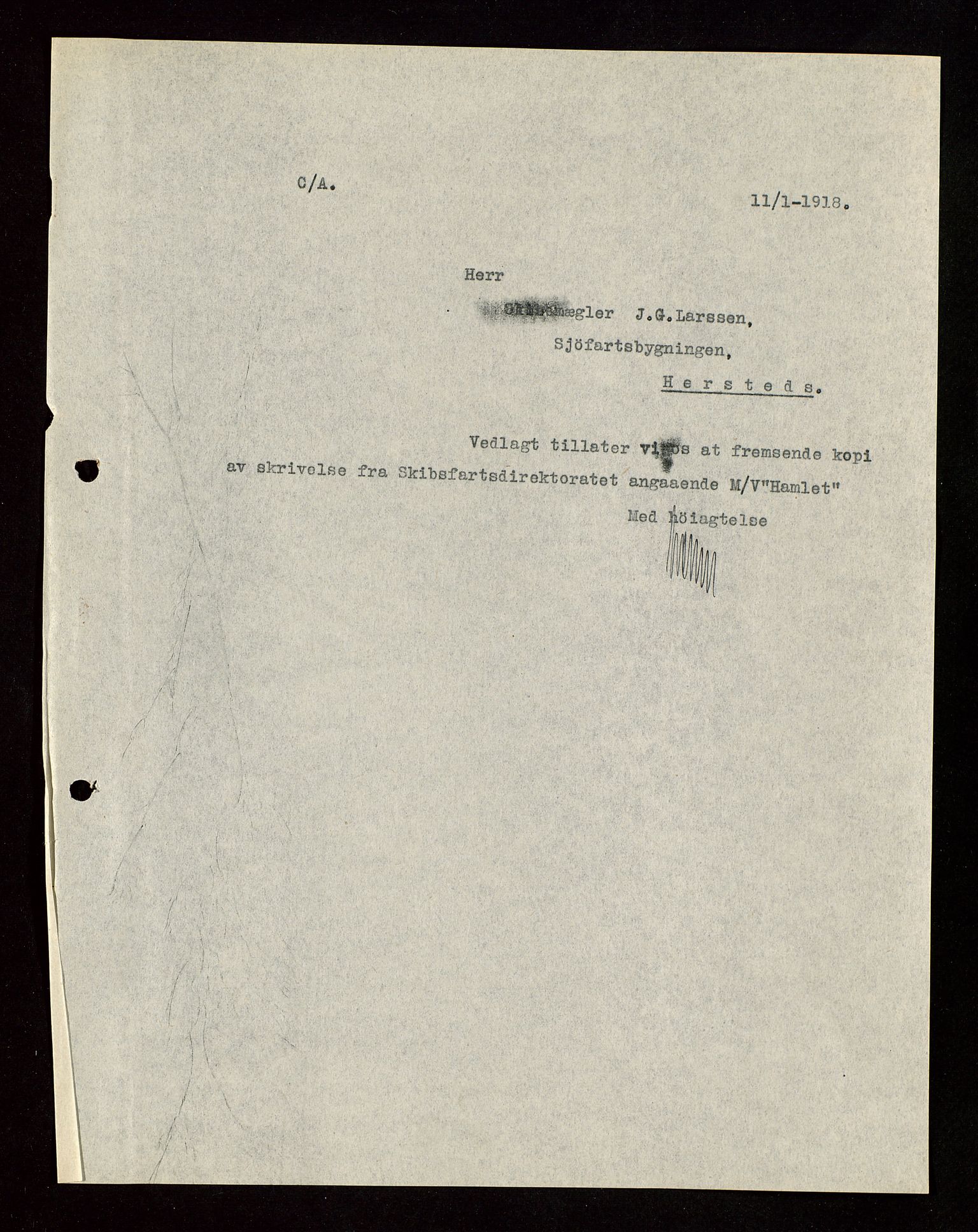 Pa 1521 - A/S Norske Shell, AV/SAST-A-101915/E/Ea/Eaa/L0003: Sjefskorrespondanse, 1918, p. 146