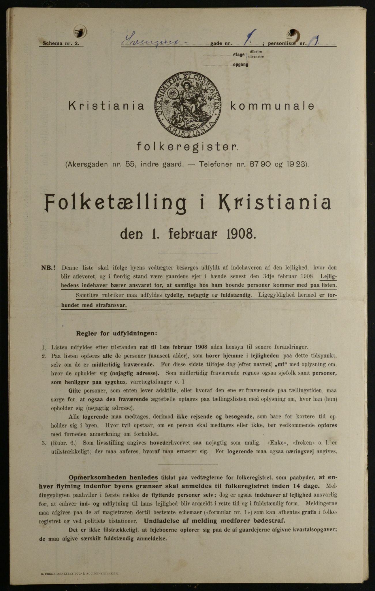 OBA, Municipal Census 1908 for Kristiania, 1908, p. 95415