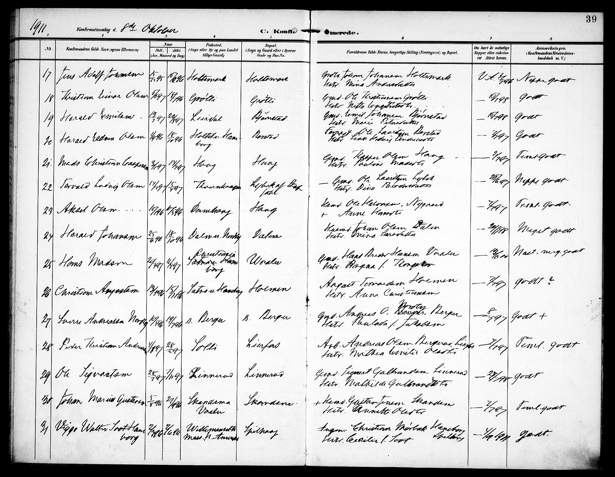 Aurskog prestekontor Kirkebøker, SAO/A-10304a/F/Fa/L0012: Parish register (official) no. I 12, 1902-1915, p. 39