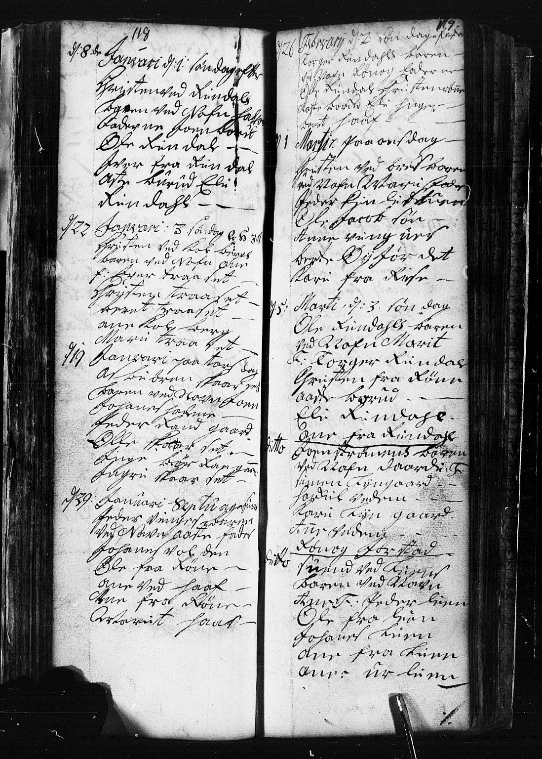 Fåberg prestekontor, AV/SAH-PREST-086/H/Ha/Hab/L0001: Parish register (copy) no. 1, 1727-1767, p. 118-119