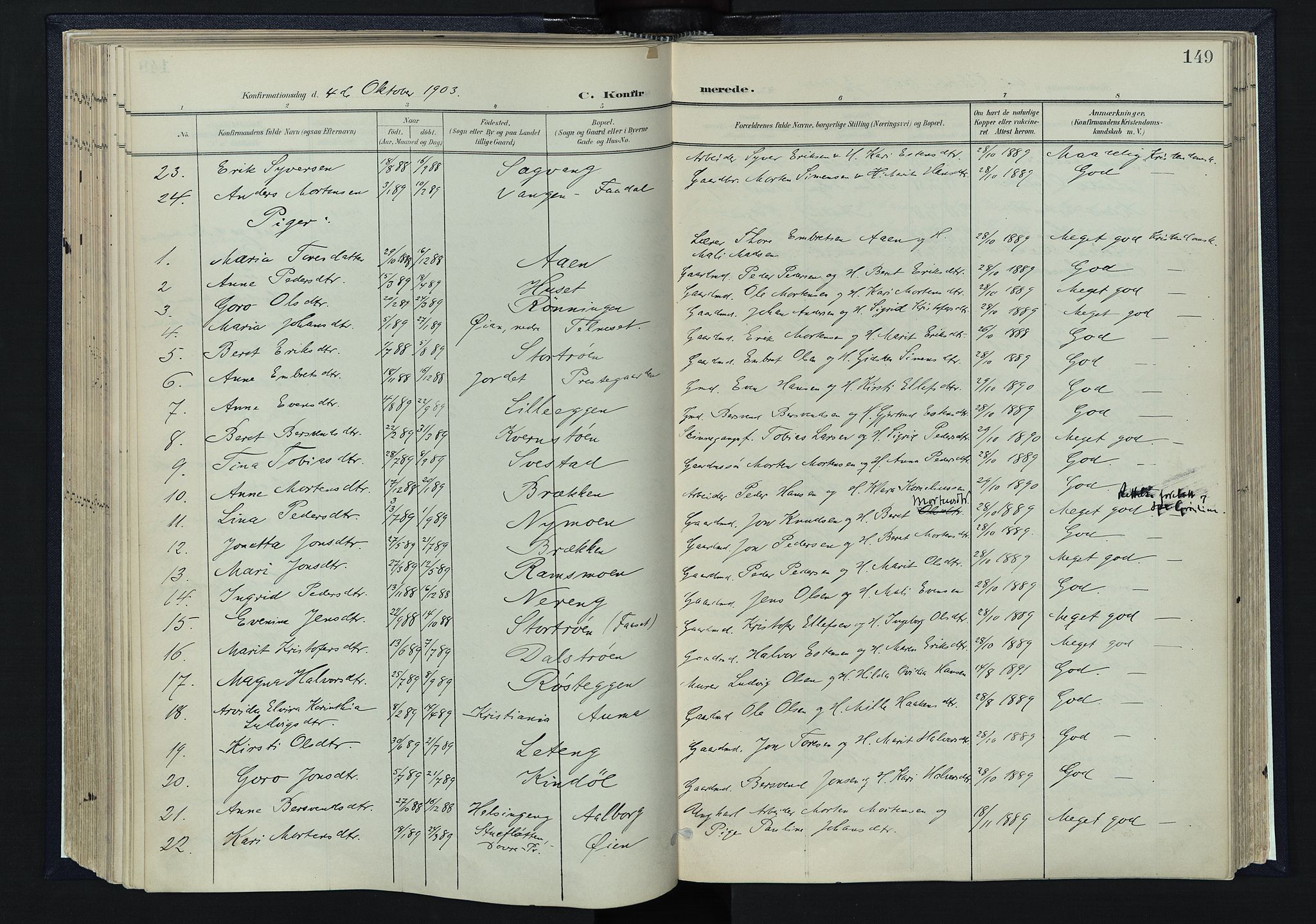 Tynset prestekontor, SAH/PREST-058/H/Ha/Haa/L0025: Parish register (official) no. 25, 1900-1914, p. 149
