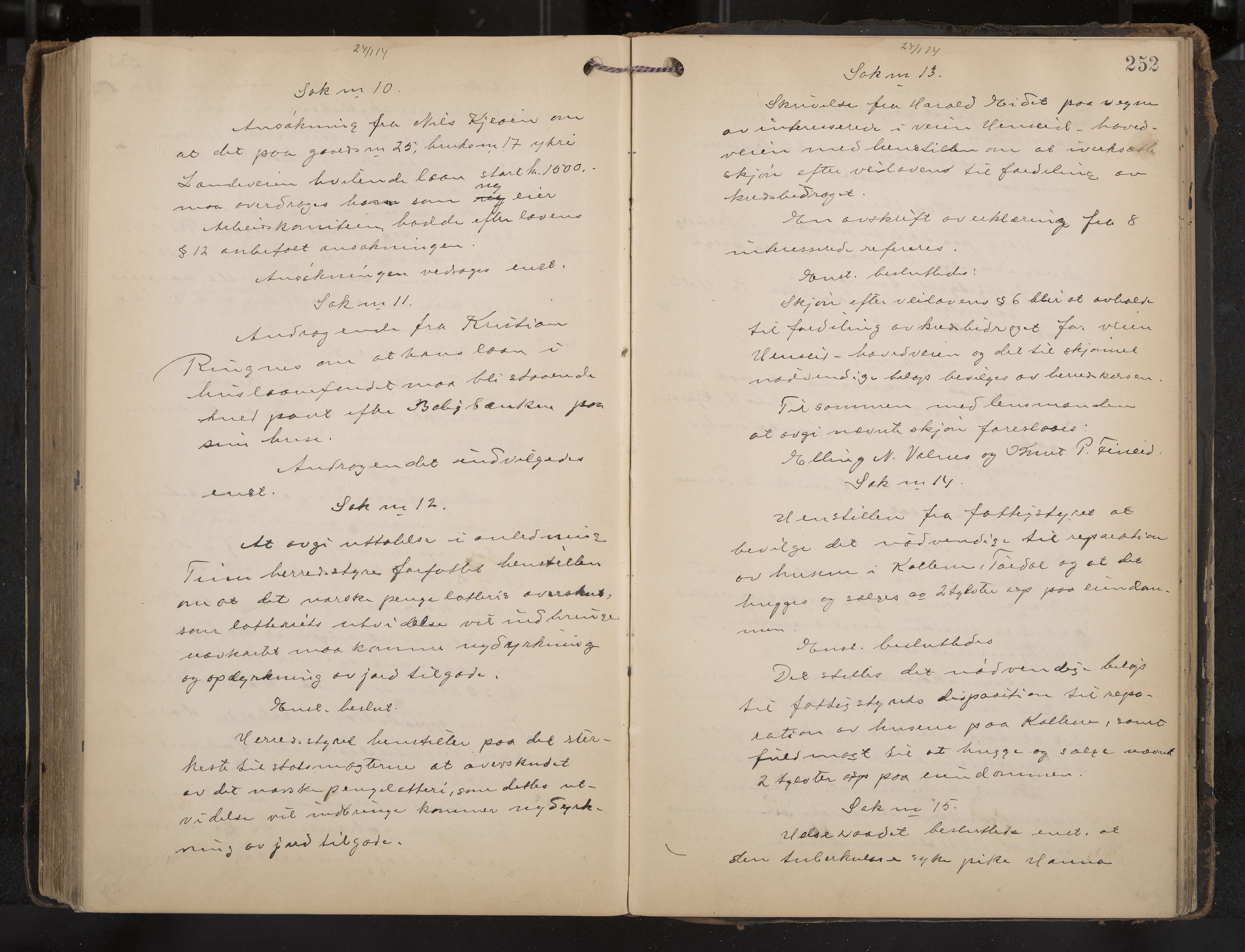 Drangedal formannskap og sentraladministrasjon, IKAK/0817021/A/L0004: Møtebok, 1907-1914, p. 252