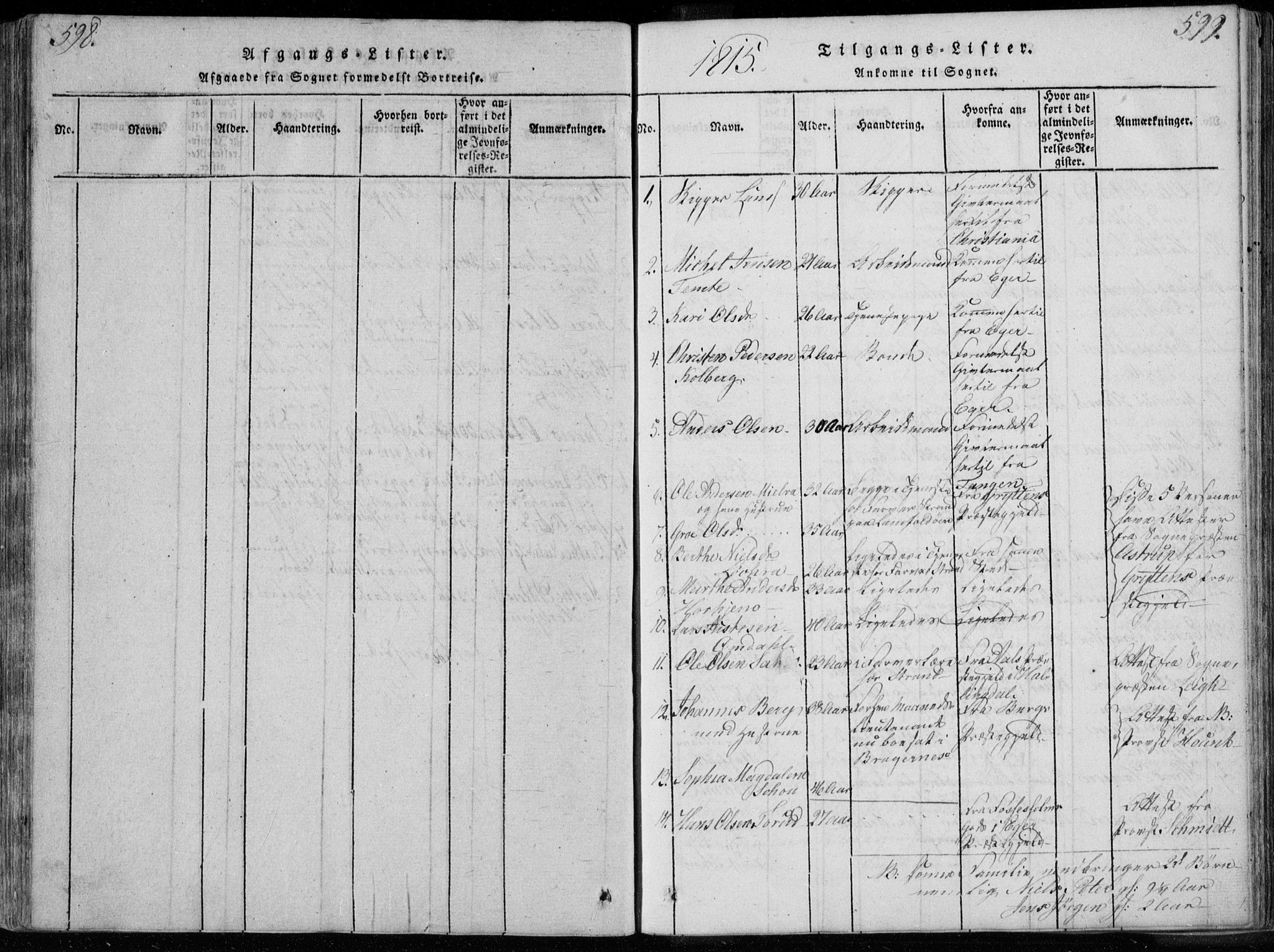 Bragernes kirkebøker, SAKO/A-6/F/Fa/L0007: Parish register (official) no. I 7, 1815-1829, p. 598-599