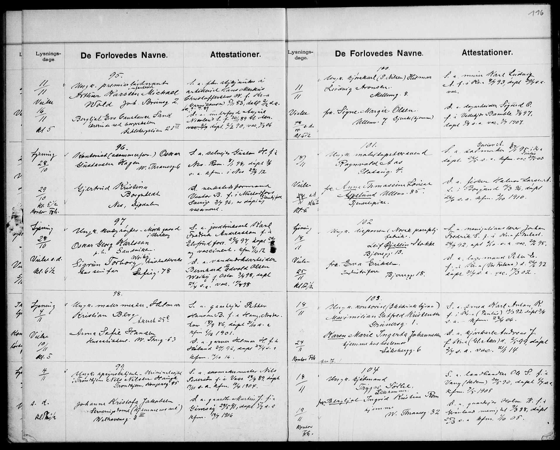 Gamle Aker prestekontor Kirkebøker, SAO/A-10617a/H/L0004: Banns register no. 4, 1909-1918, p. 116