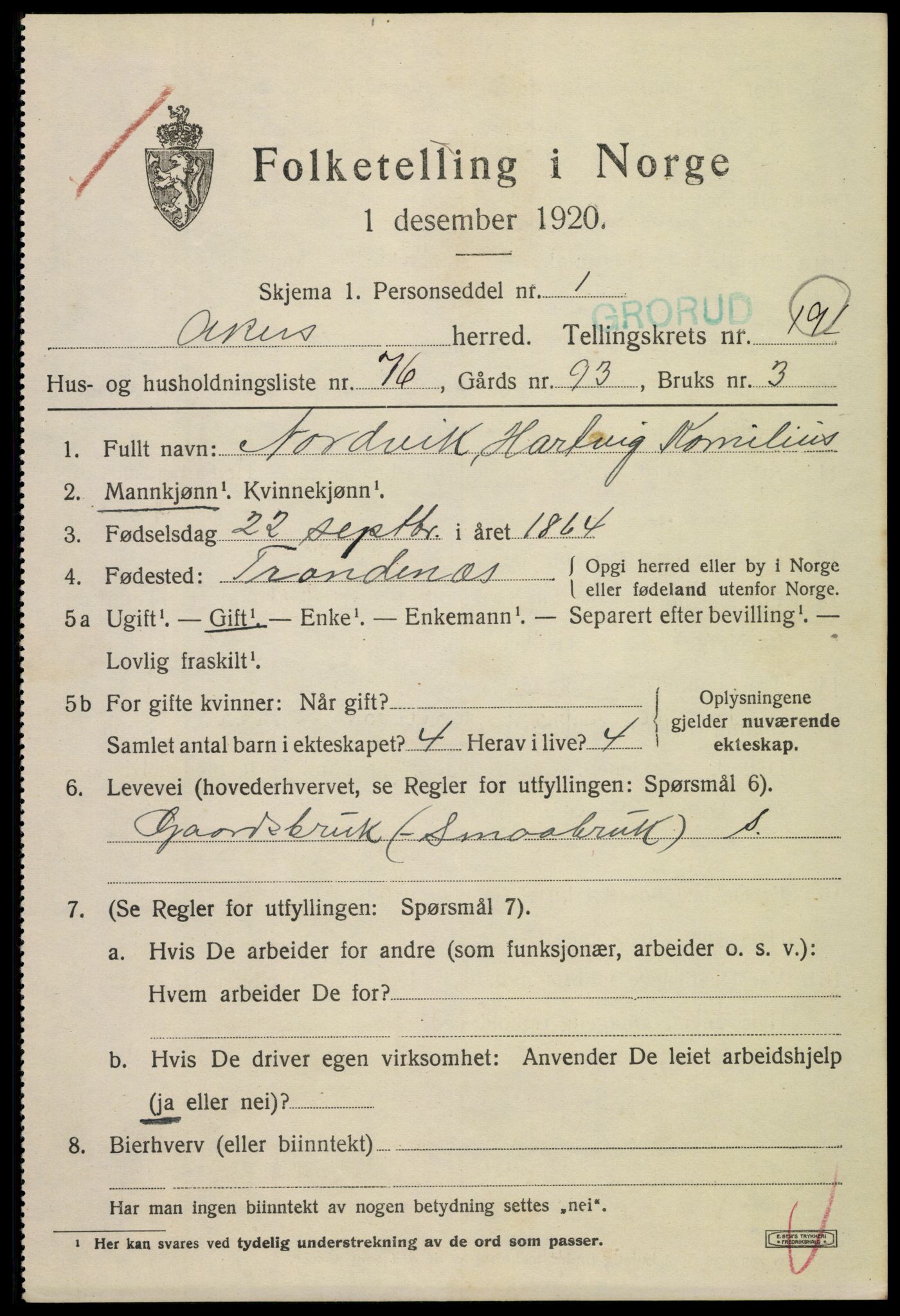 SAO, 1920 census for Aker, 1920, p. 117354