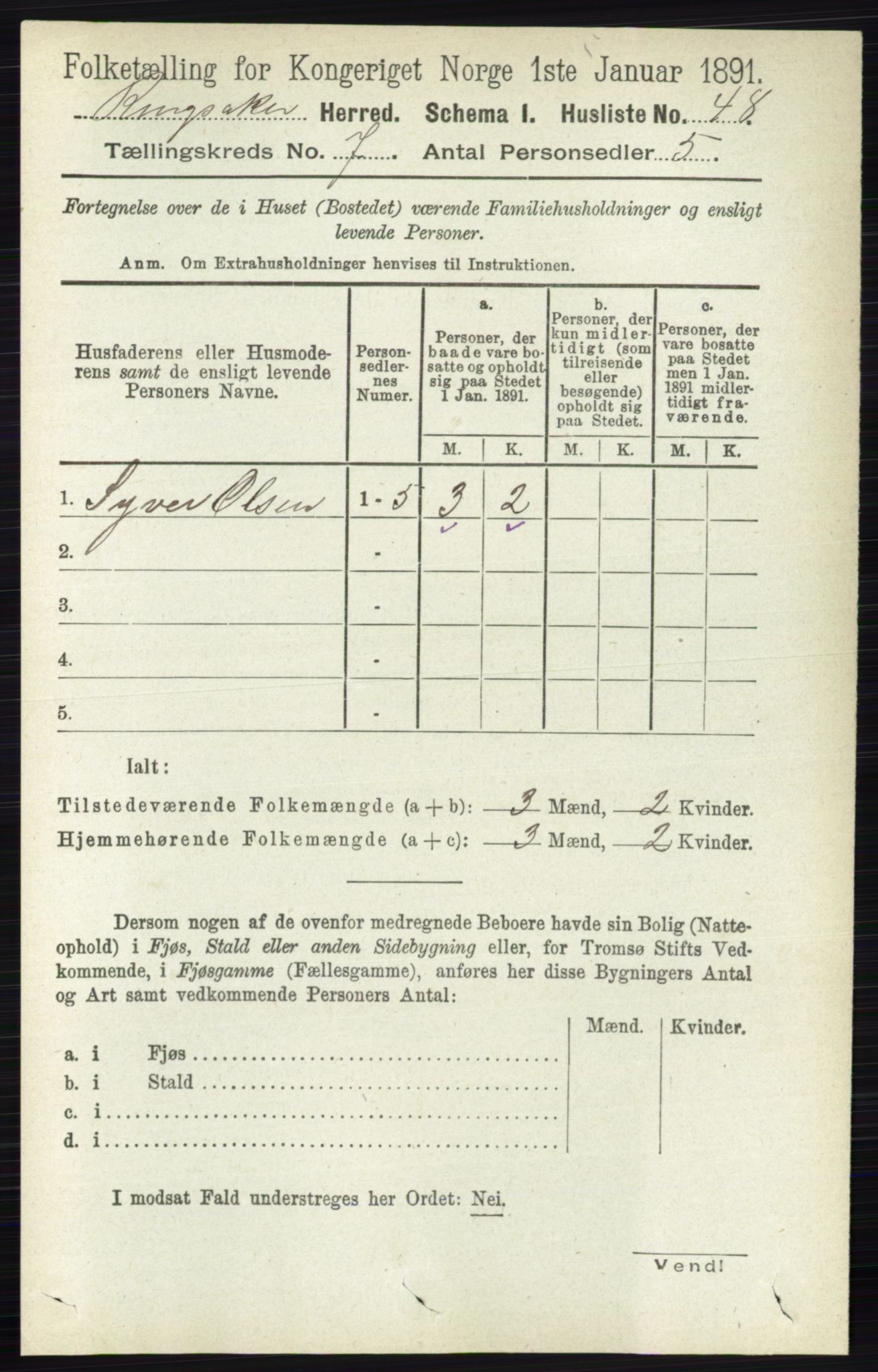 RA, 1891 census for 0412 Ringsaker, 1891, p. 3838