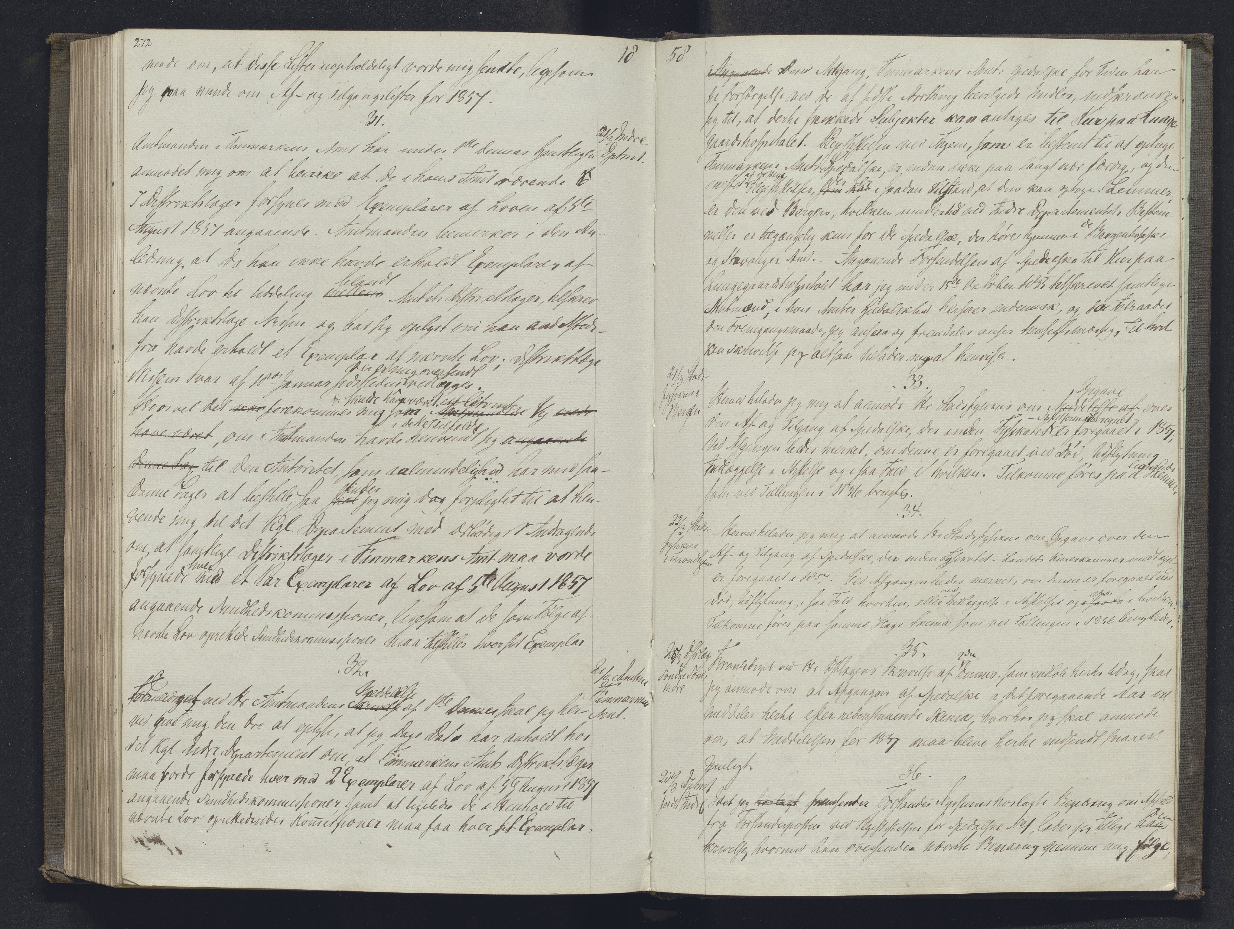 Lepraarkiver - Overlegen for den spedalske sykdom, AV/SAB-A-61001/B.b/L0001: Kopibok, 1854-1858, p. 272-273