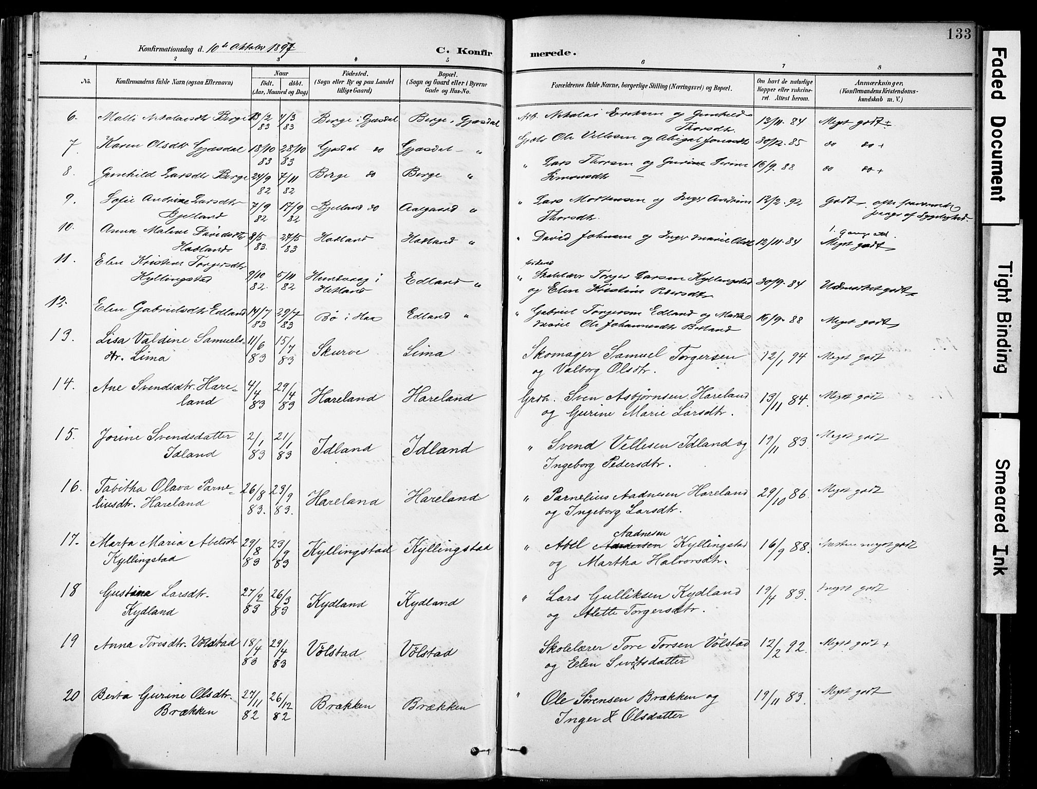 Lye sokneprestkontor, SAST/A-101794/001/30BA/L0012: Parish register (official) no. A 11, 1896-1909, p. 133