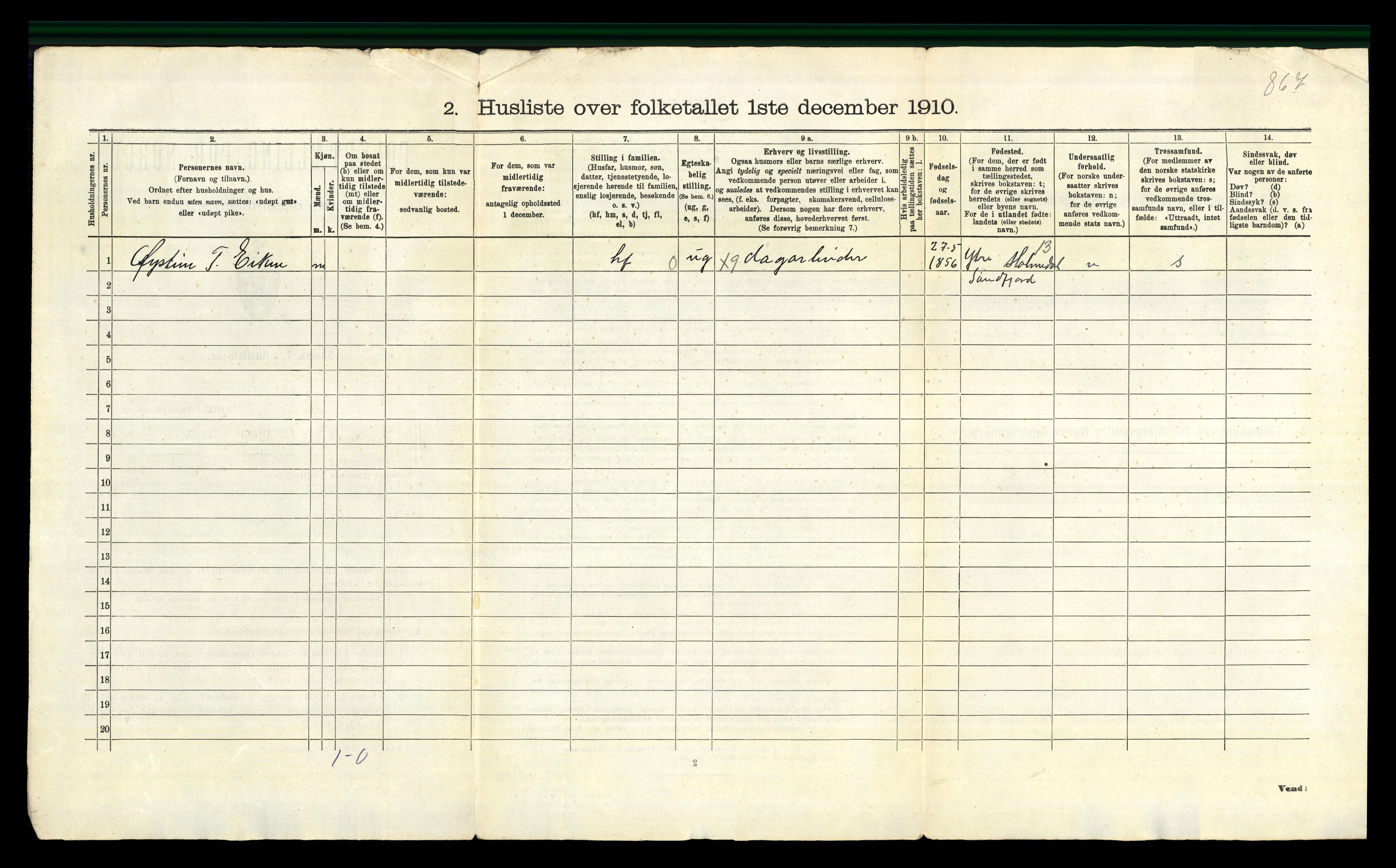 RA, 1910 census for Vang, 1910, p. 40