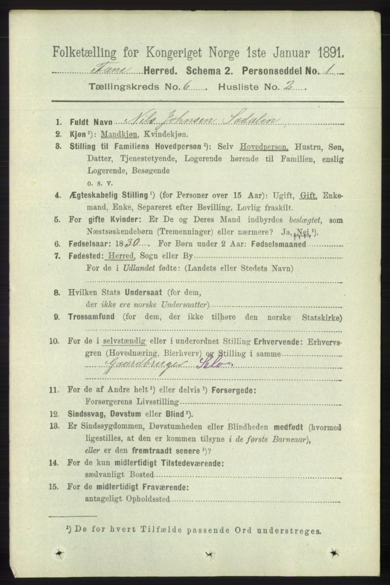 RA, 1891 census for 1249 Fana, 1891, p. 2568