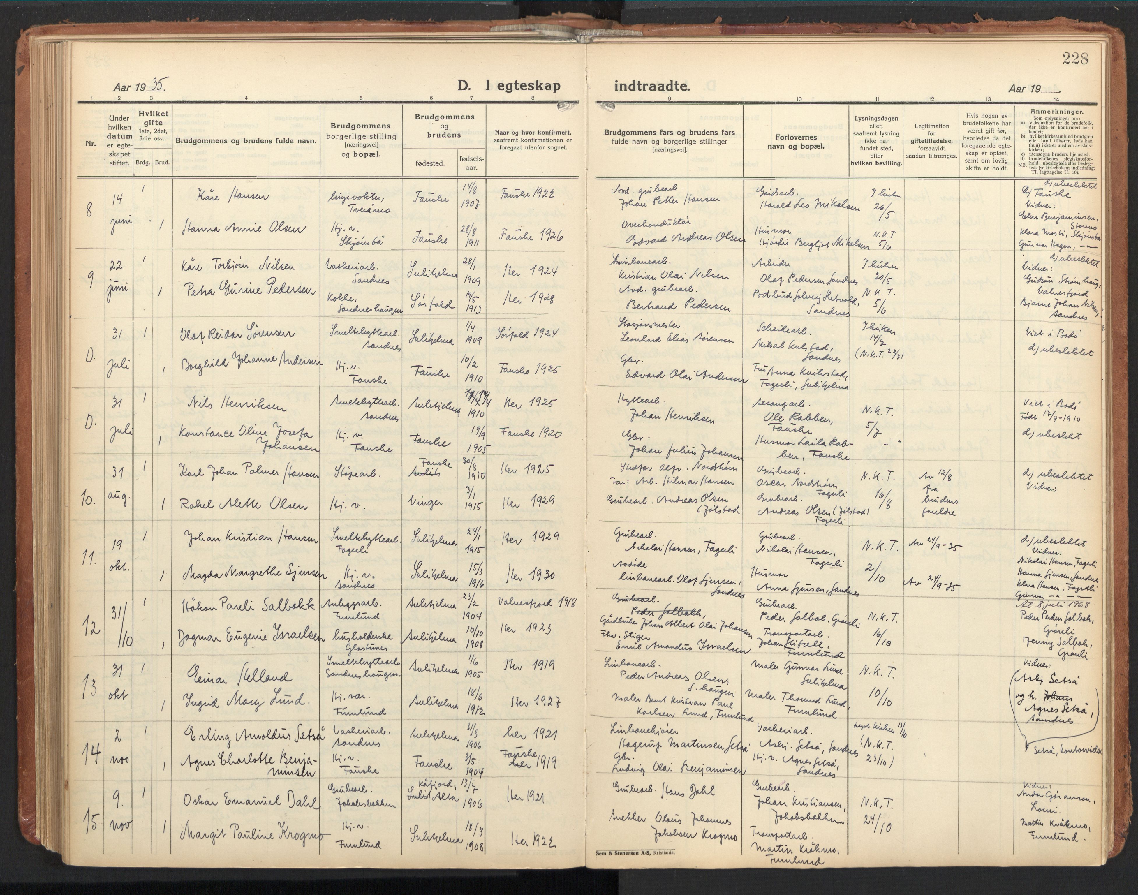 Ministerialprotokoller, klokkerbøker og fødselsregistre - Nordland, AV/SAT-A-1459/850/L0716: Curate's parish register no. 850B06, 1924-1938, p. 228