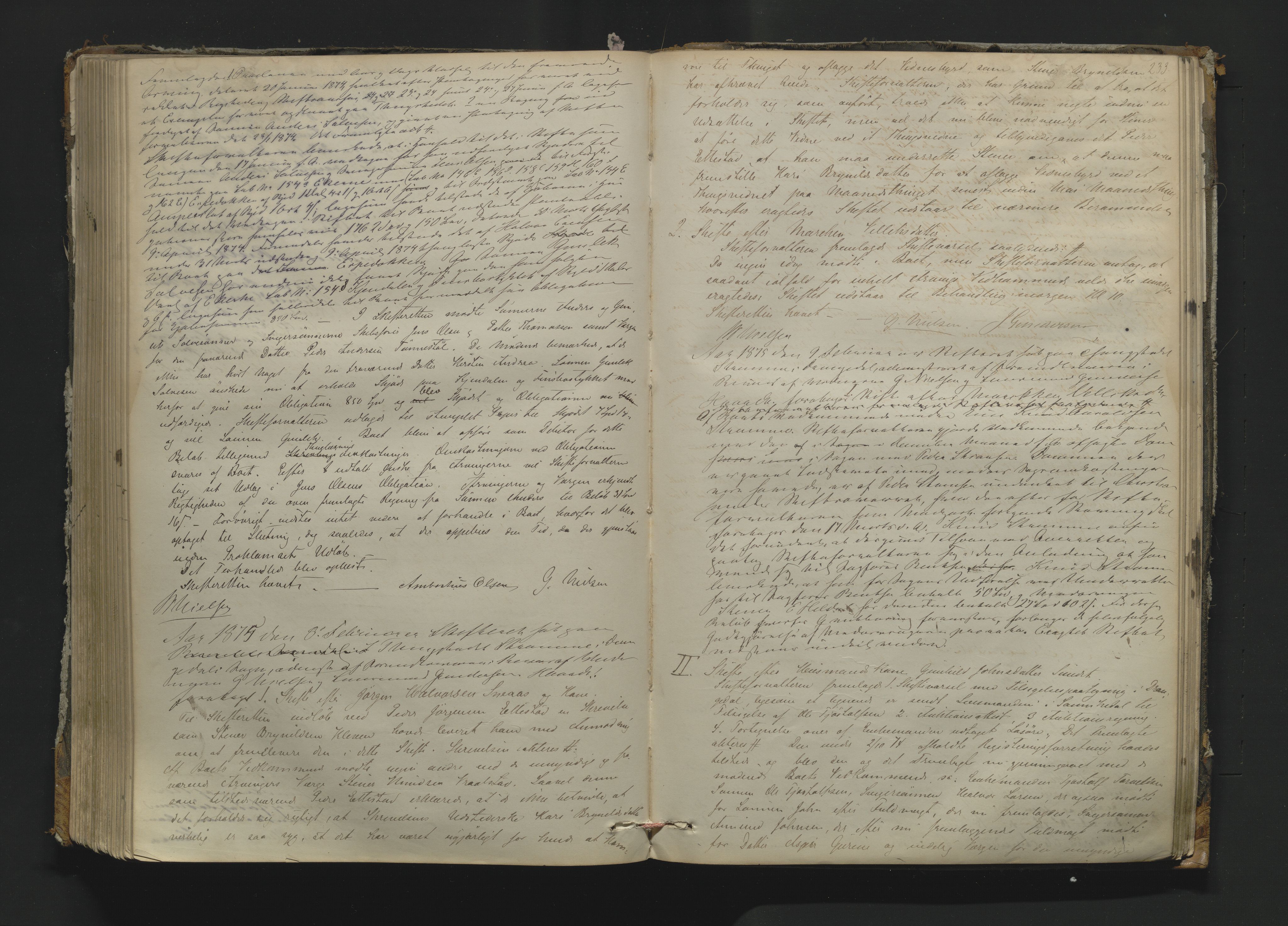 Bamble sorenskriveri, AV/SAKO-A-214/H/Hb/Hbc/L0006: Skifteforhandlingsprotokoll, 1868-1877, p. 233