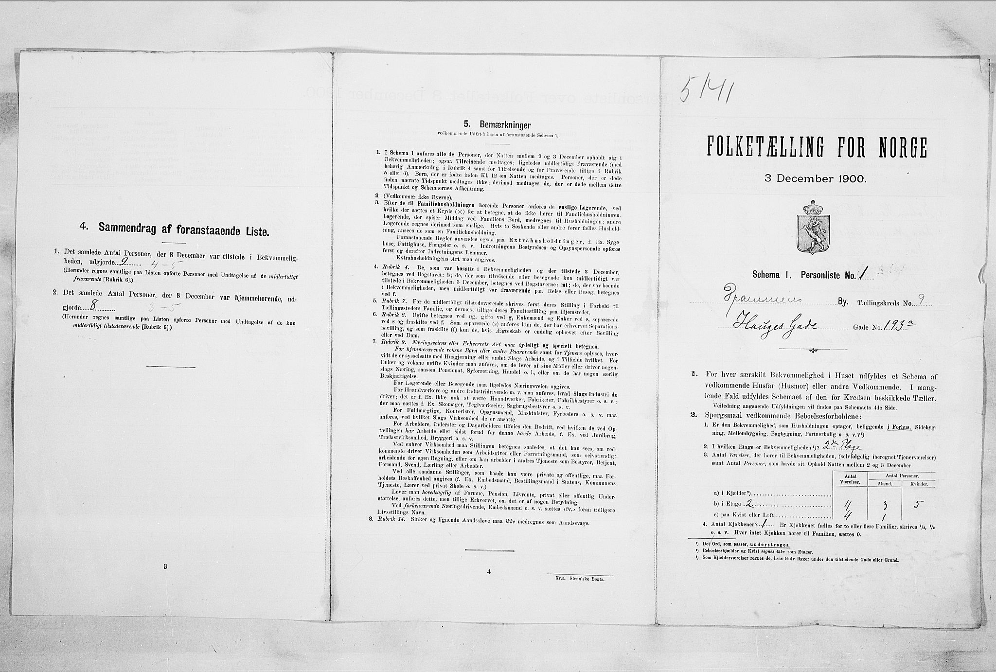 RA, 1900 census for Drammen, 1900, p. 1821