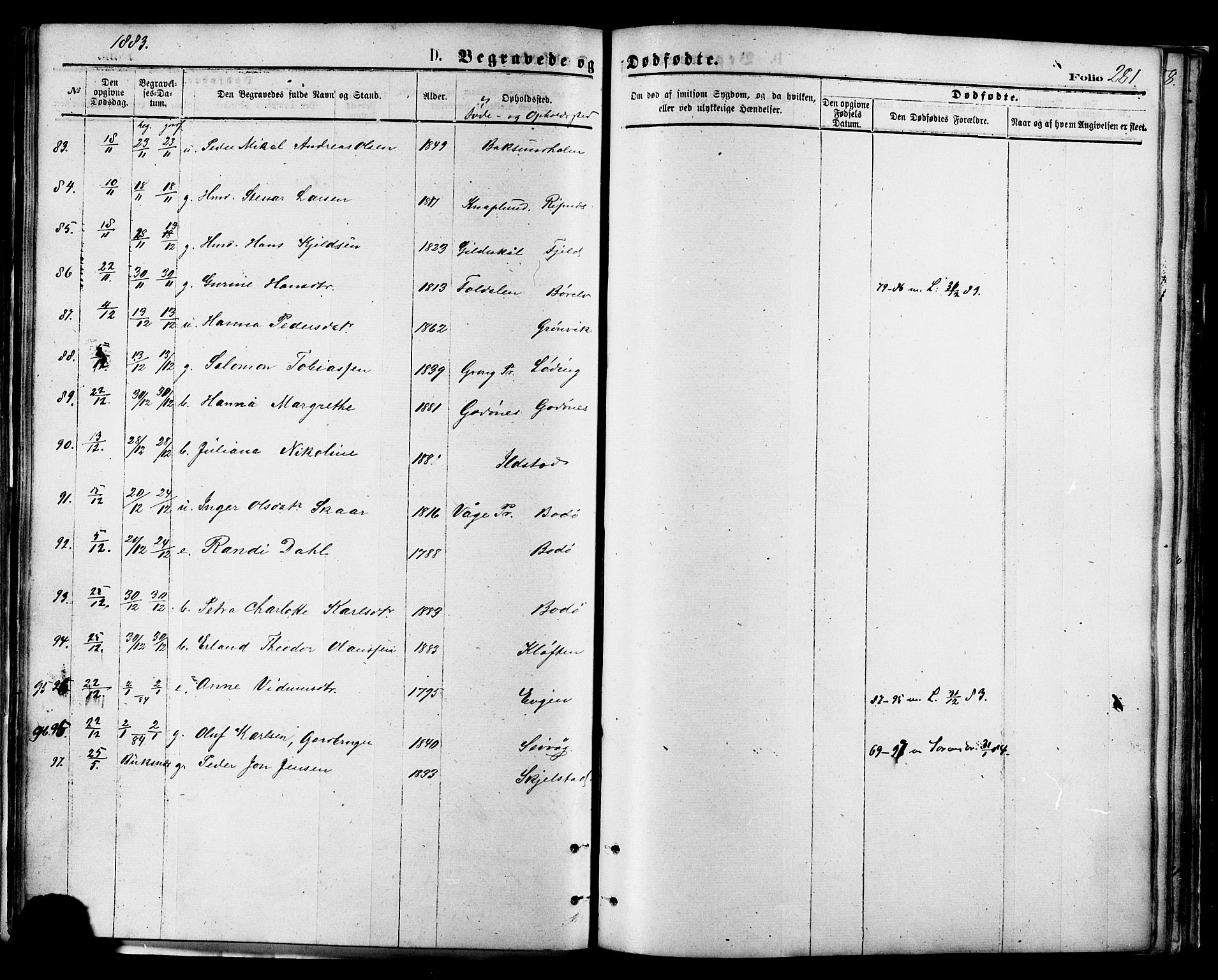 Ministerialprotokoller, klokkerbøker og fødselsregistre - Nordland, AV/SAT-A-1459/801/L0009: Parish register (official) no. 801A09, 1876-1883, p. 281