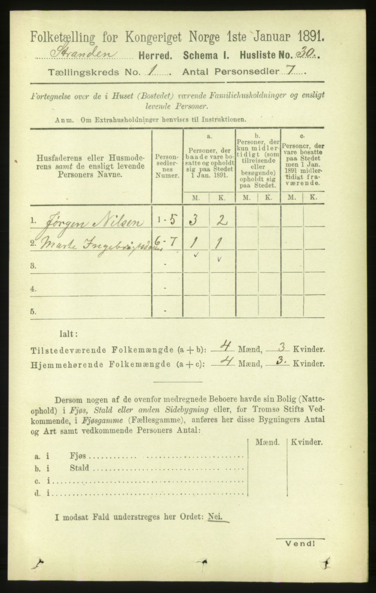 RA, 1891 census for 1525 Stranda, 1891, p. 49