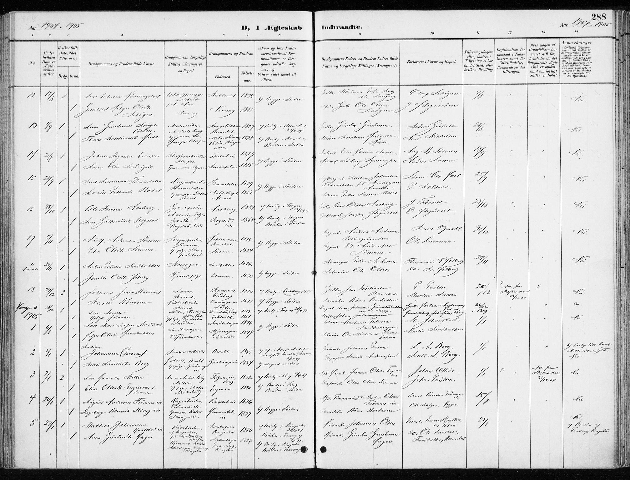 Løten prestekontor, SAH/PREST-022/K/Ka/L0010: Parish register (official) no. 10, 1892-1907, p. 288