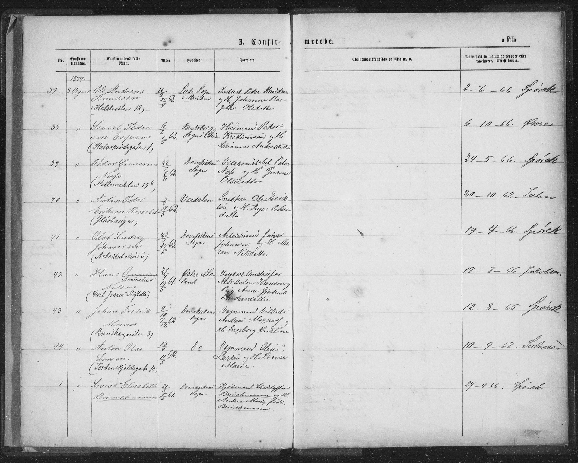 Ministerialprotokoller, klokkerbøker og fødselsregistre - Sør-Trøndelag, AV/SAT-A-1456/601/L0090: Parish register (copy) no. 601C08, 1877-1878