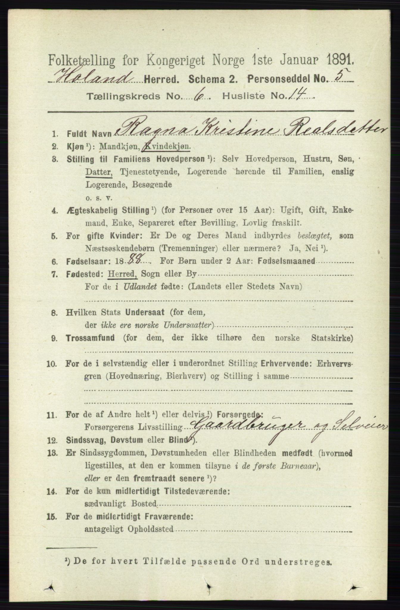 RA, 1891 census for 0221 Høland, 1891, p. 4411