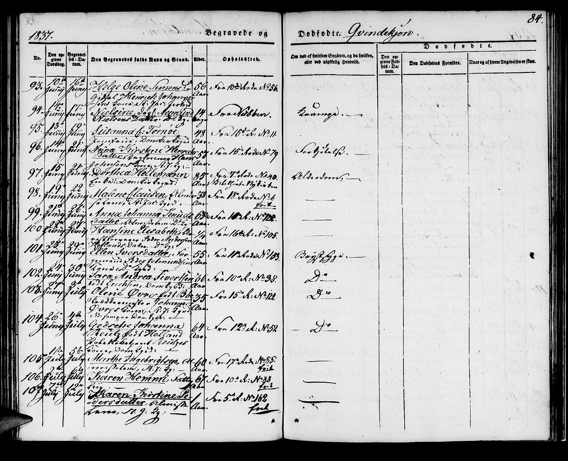 Domkirken sokneprestembete, SAB/A-74801/H/Haa/L0015: Parish register (official) no. A 14, 1835-1840, p. 84