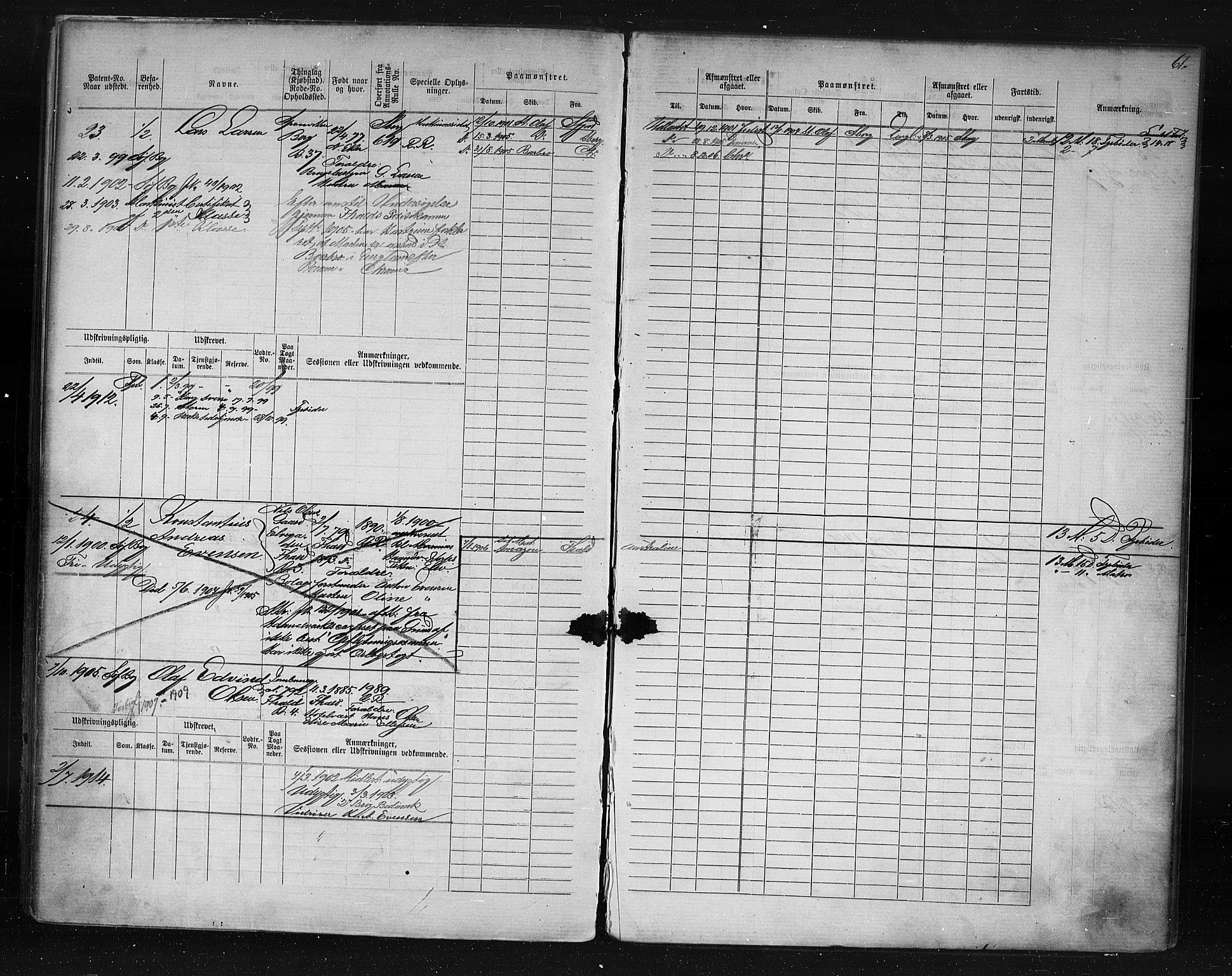 Halden mønstringskontor, AV/SAO-A-10569a/F/Fc/Fcd/L0003: Annotasjons- og hovedrulle for maskinister og fyrbøtere, 1876-1918, p. 20