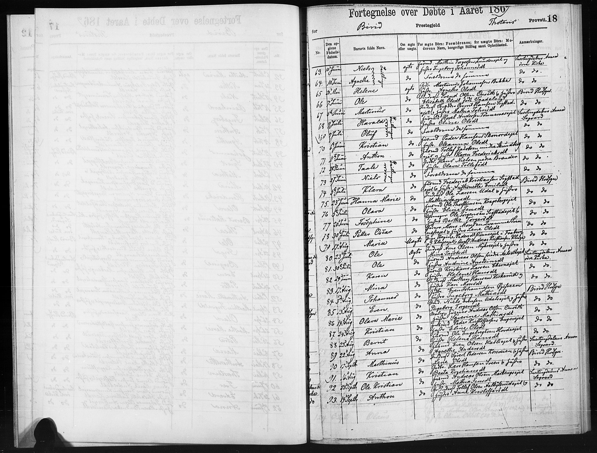 Statistisk sentralbyrå, Sosiodemografiske emner, Befolkning, RA/S-2228/D/Dd: Parish register (official) no. -, 1866-1872, p. 18